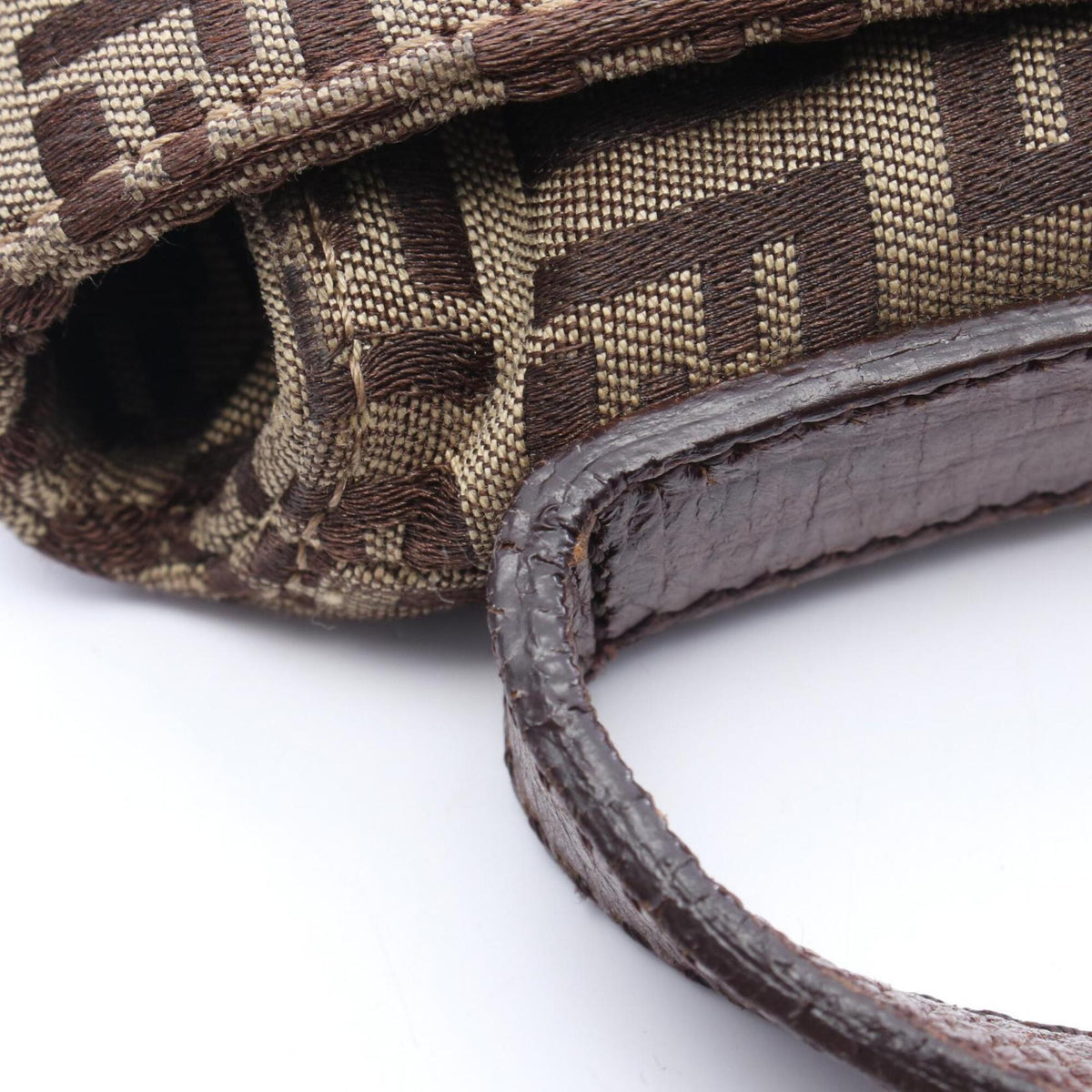 Fendi Beige Brown Canvas Leather Handbag Shoulder Bag (Pre-Owned)
