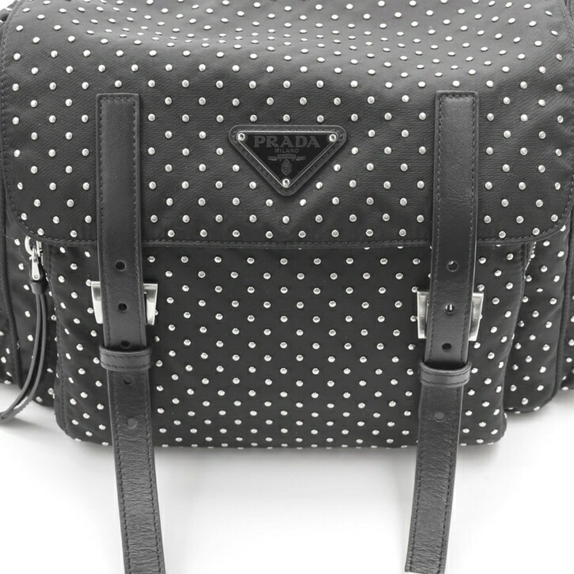 Prada Black Nylon Metal Leather Shoulder Bag (Pre-Owned)