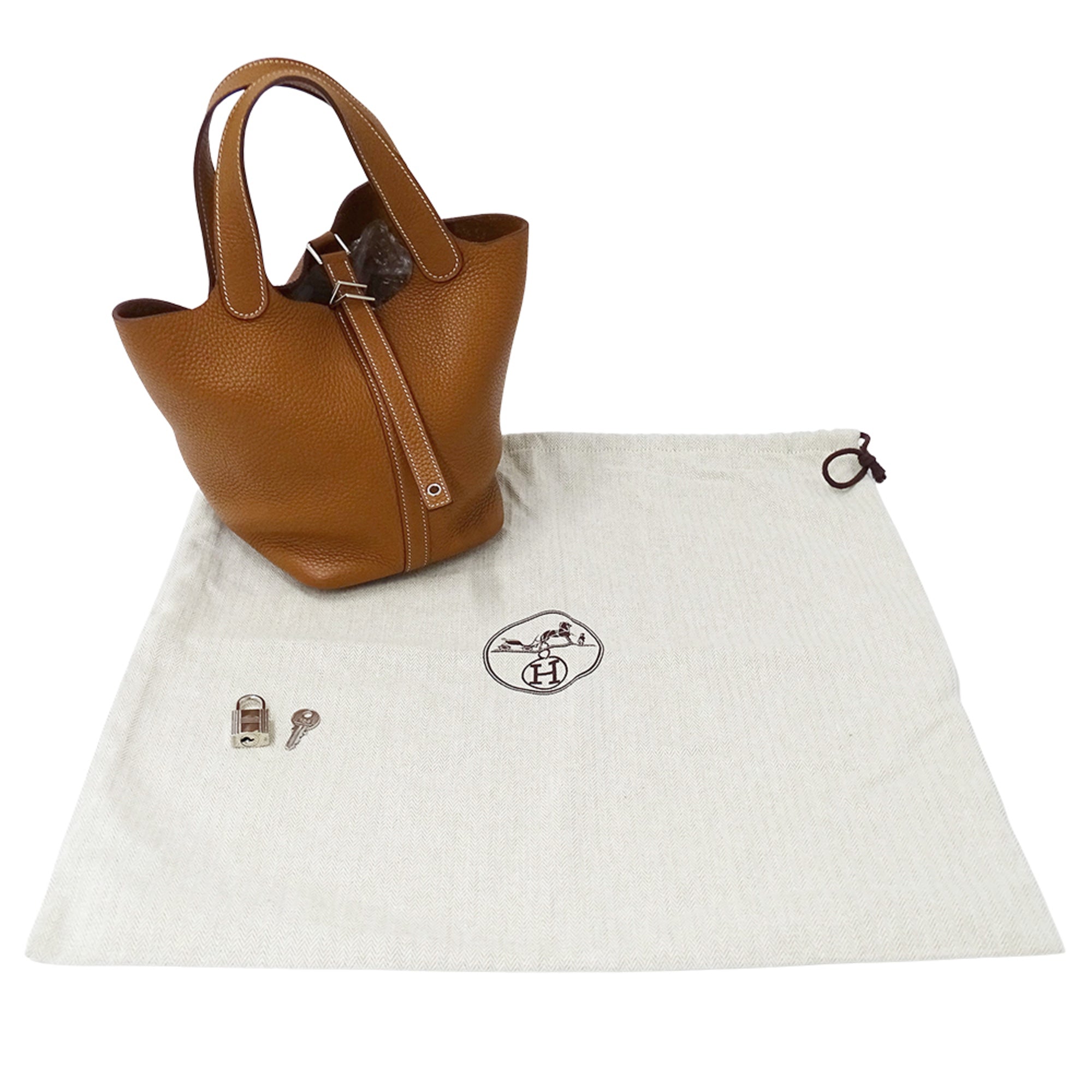Hermes Brown Taurillon Clemence Leather Handbag Tote Bag (Pre-Owned)