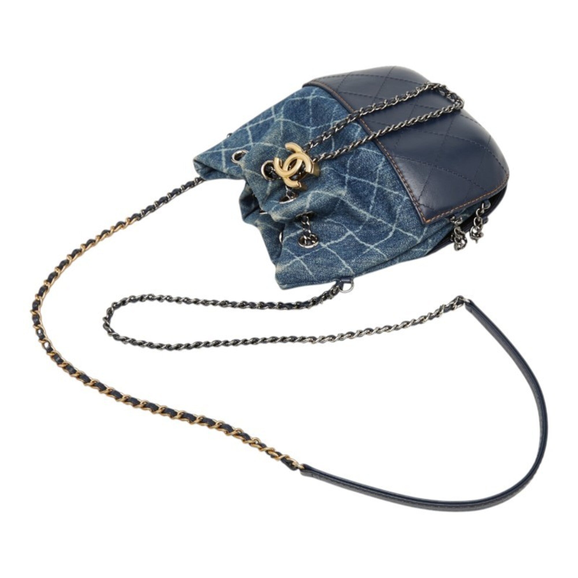 Chanel Blue Denim Leather Shoulder Bag (Pre-Owned)