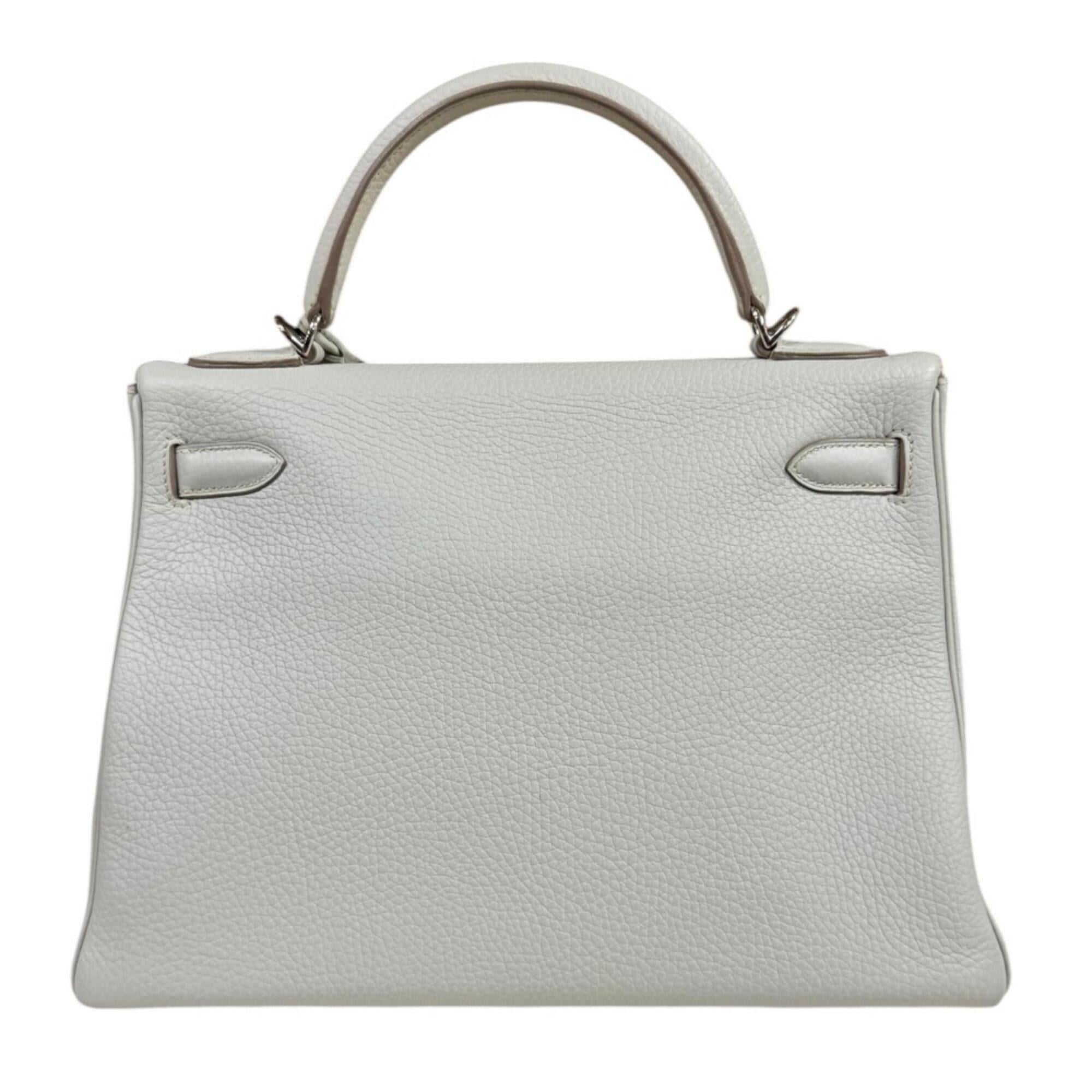 Hermes Gray Taurillon Clemence Leather Shoulder Bag (Pre-Owned)
