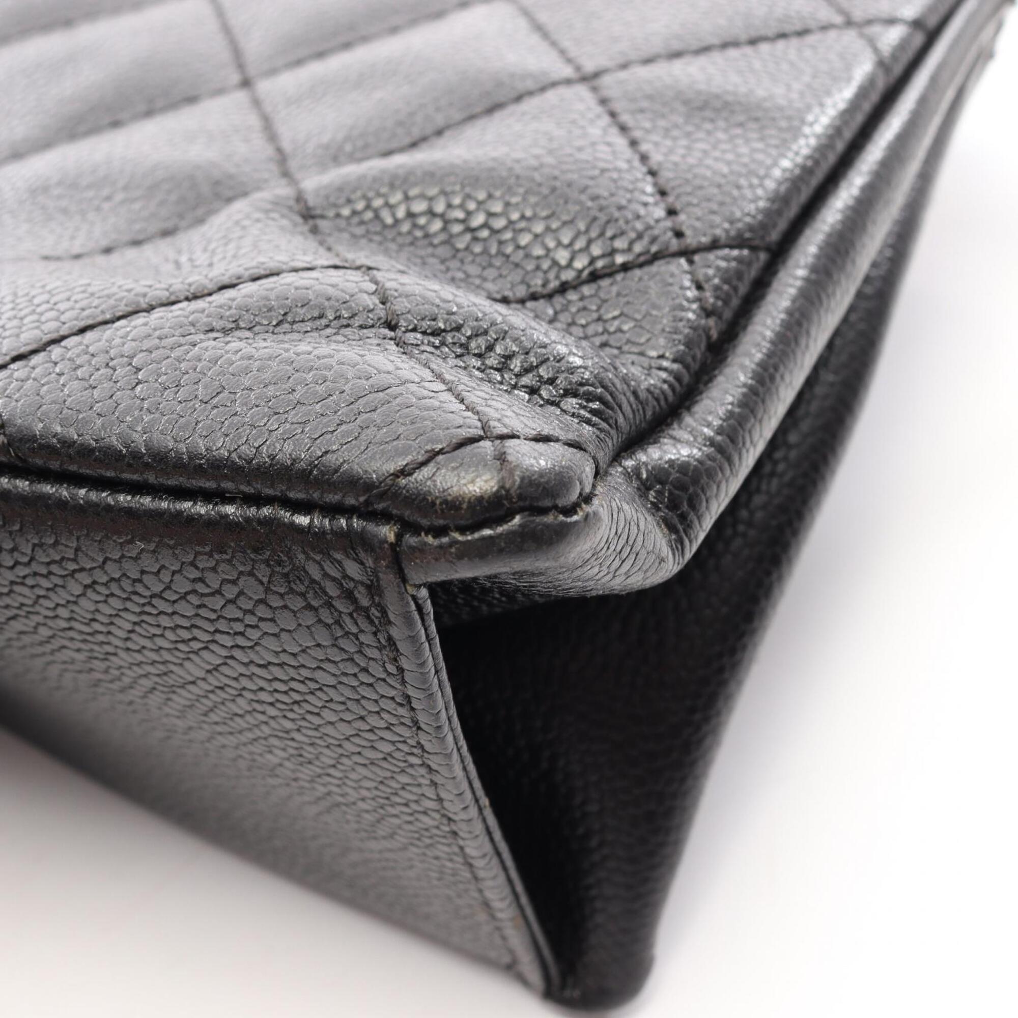 Chanel Black Brown Grained Calfskin Handbag Tote Bag (Pre-Owned)