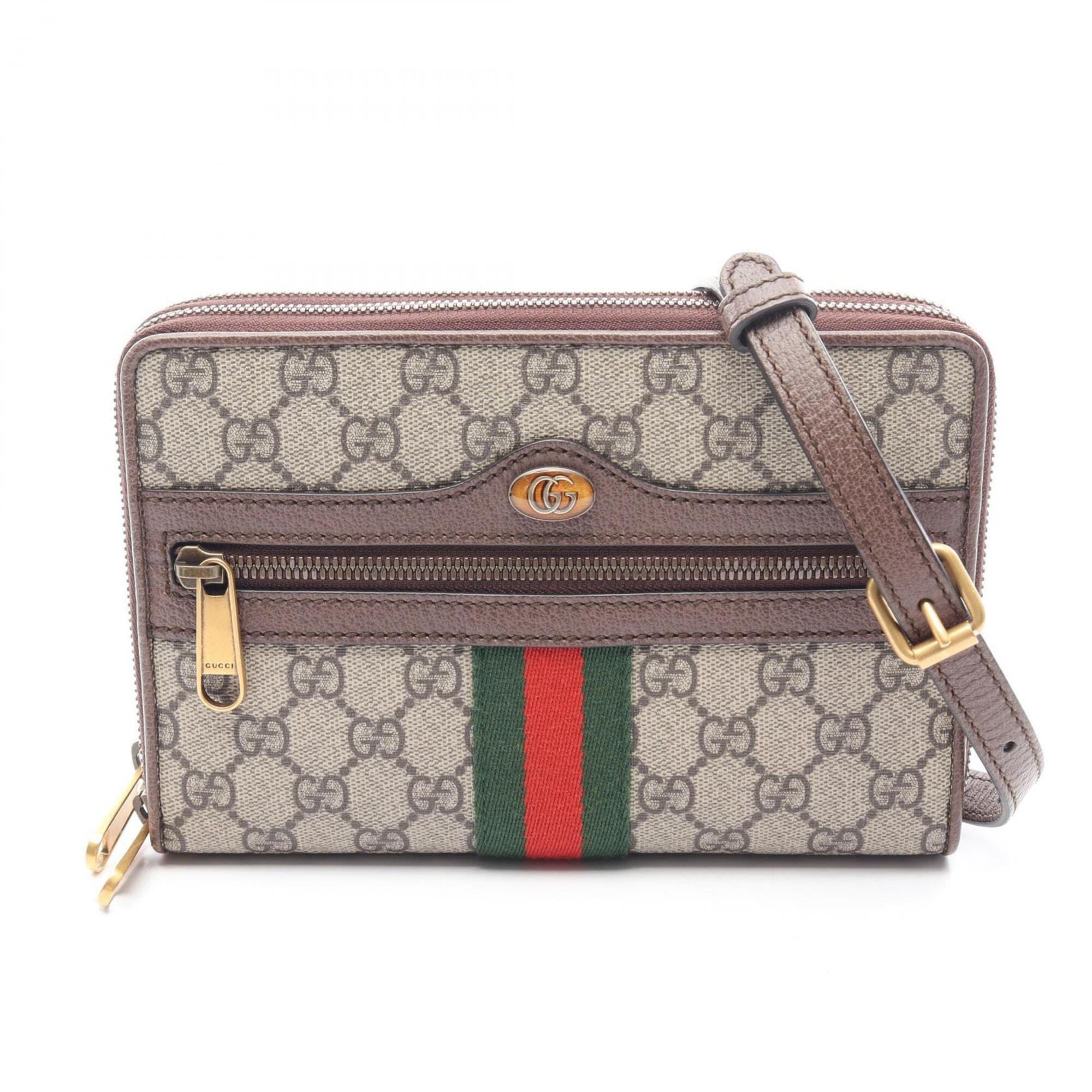 Gucci Beige Brown Multi-Color Pvc Coated Canvas Leather Shoulder Bag (Pre-Owned)