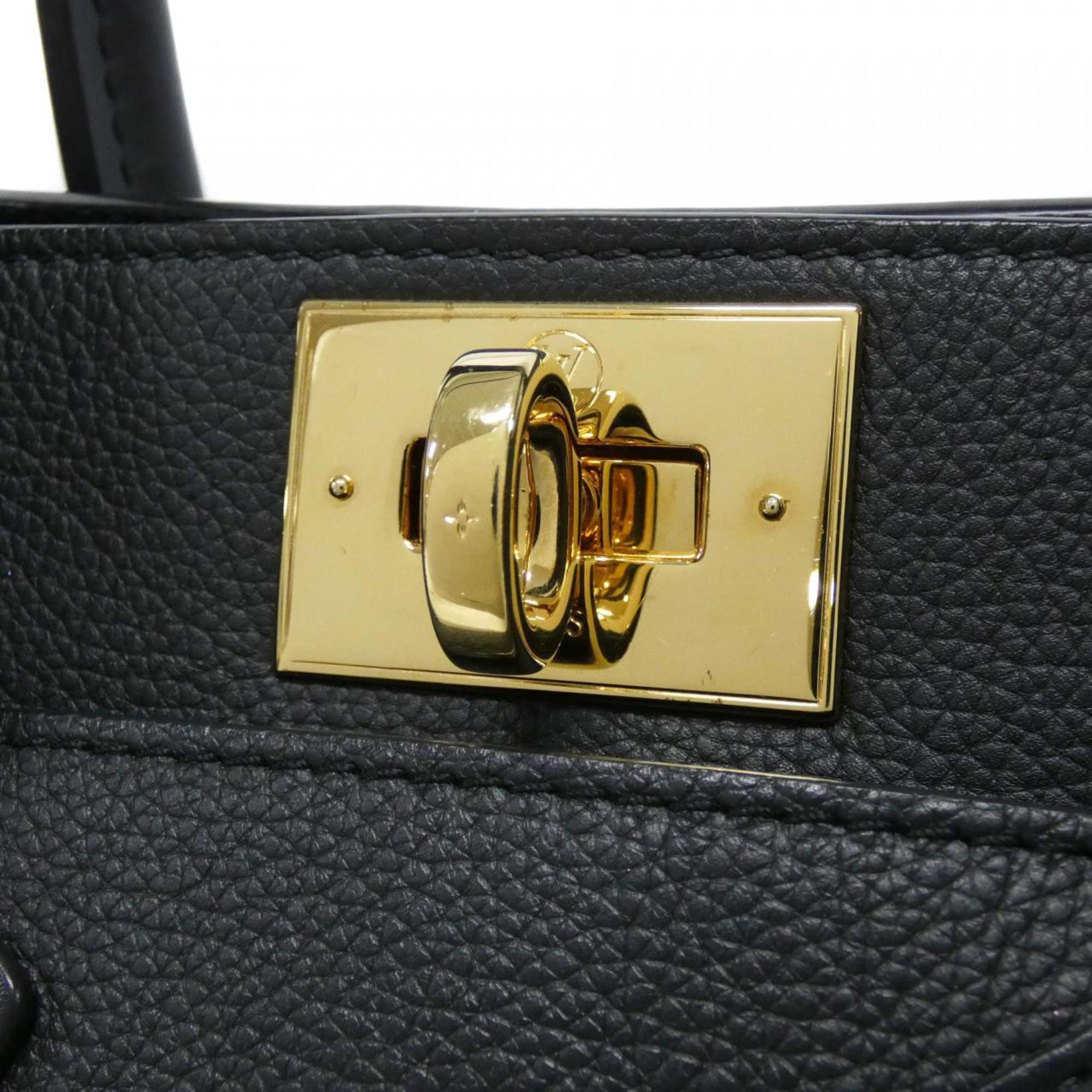 Louis Vuitton Black Leather Coated Canvas Handbag (Pre-Owned)