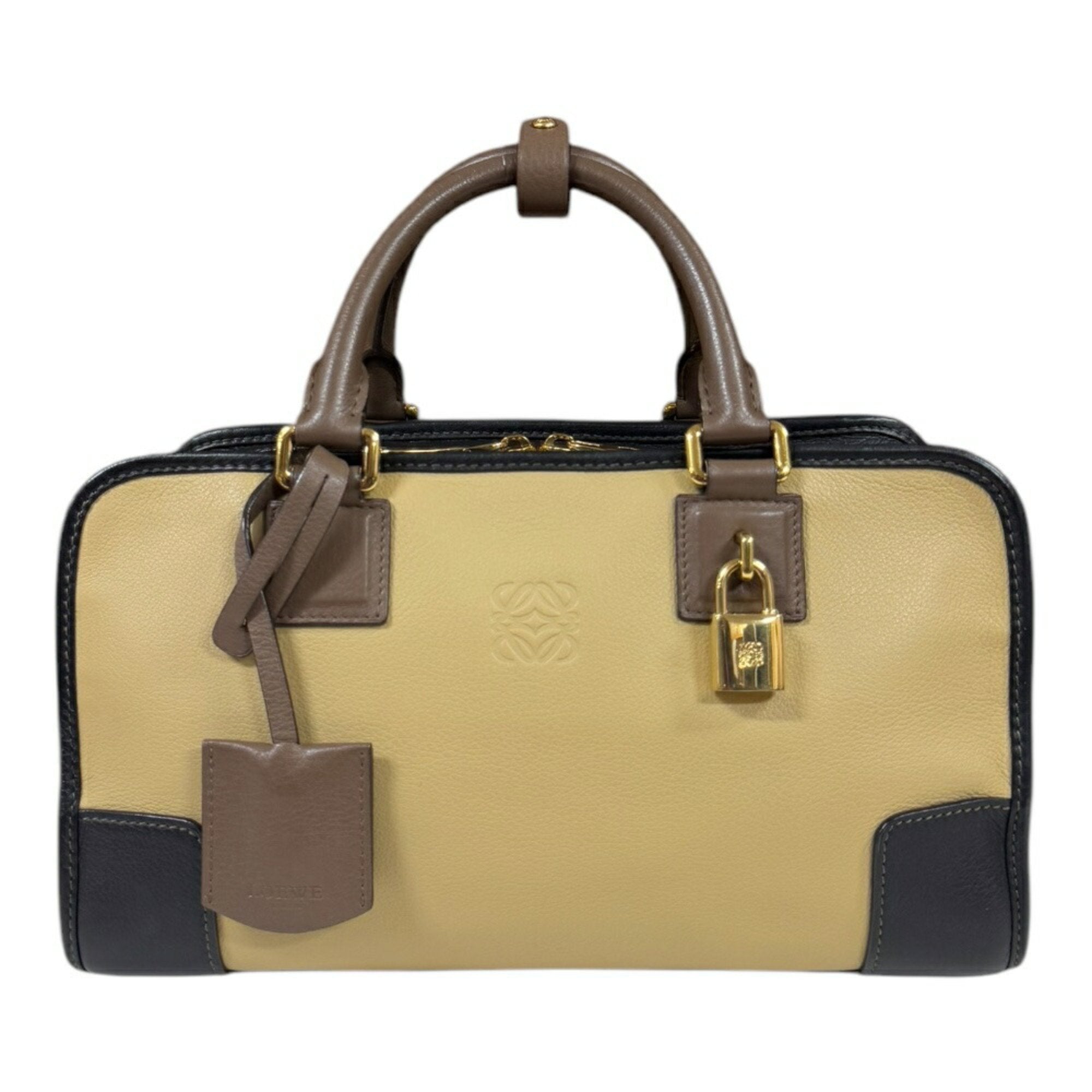Loewe Beige Black Leather Handbag (Pre-Owned)
