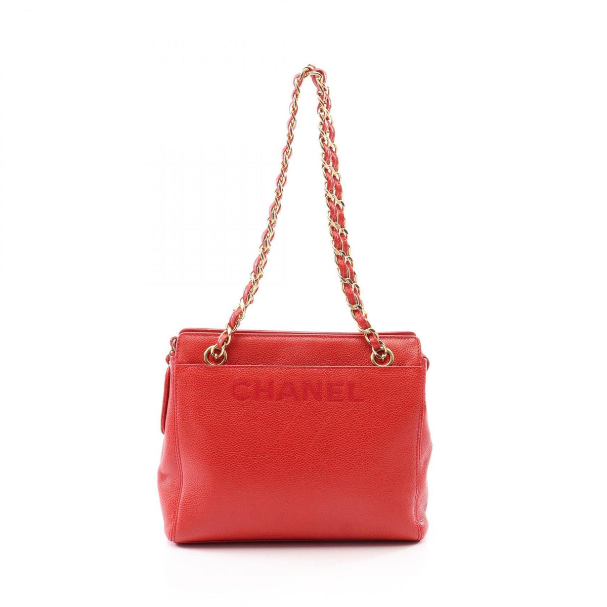Chanel Red Color Grained Calfskin Handbag Shoulder Bag (Pre-Owned)