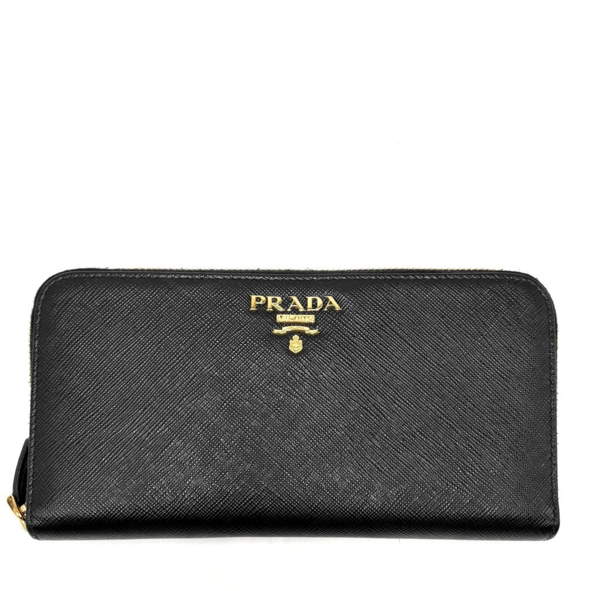 Prada Black Leather Long Wallet (Bi-Fold) (Pre-Owned)