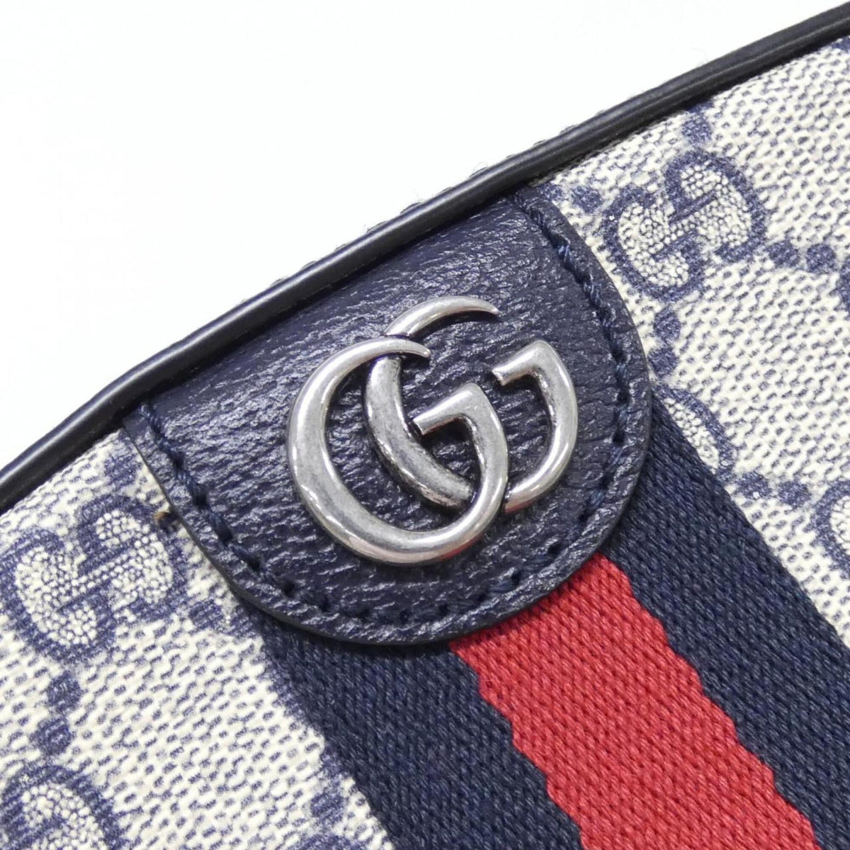 Gucci Beige Blue Gg Supreme Canvas Shoulder Bag (Pre-Owned)