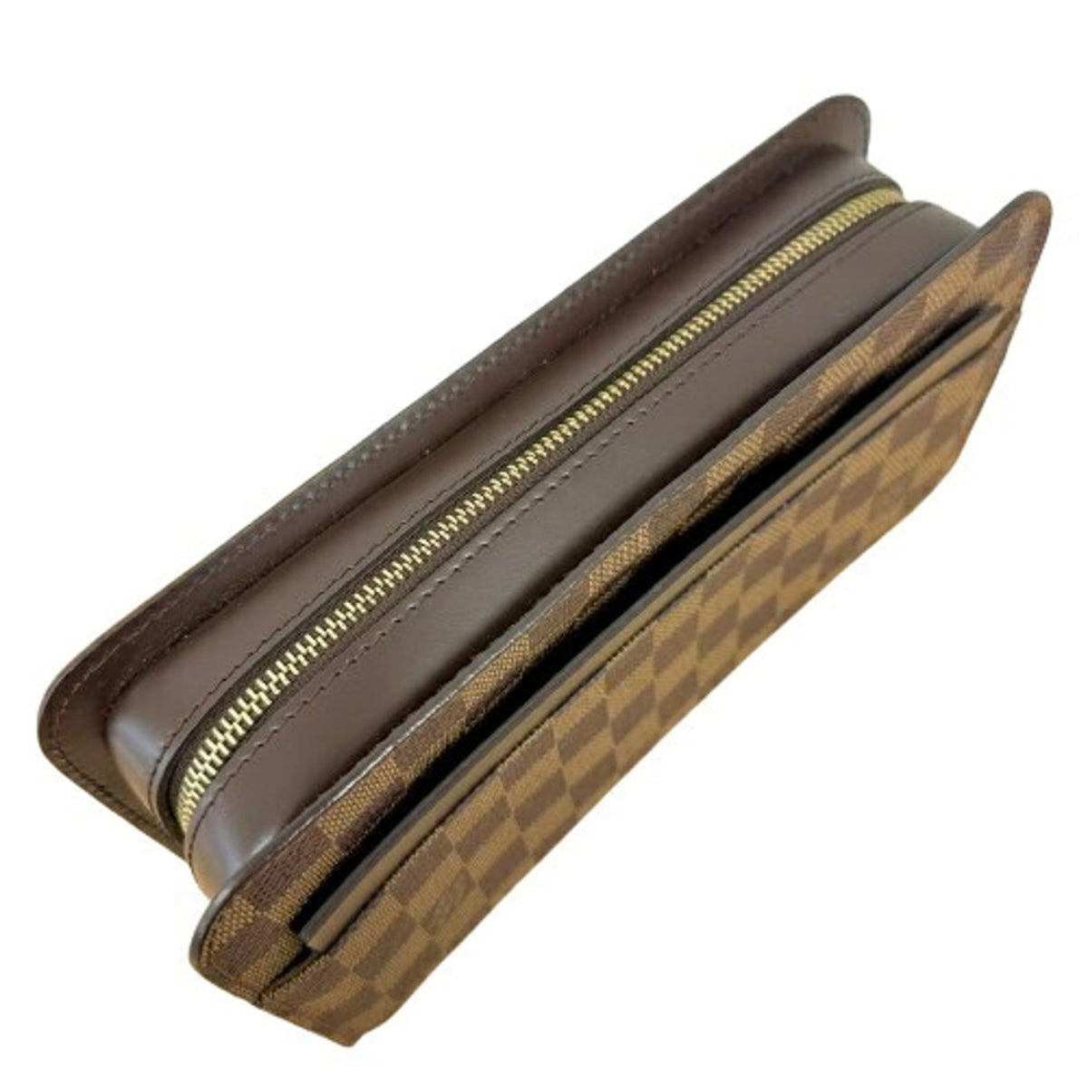 Louis Vuitton Brown Damier Canvas Leather Clutch Bag (Pre-Owned)