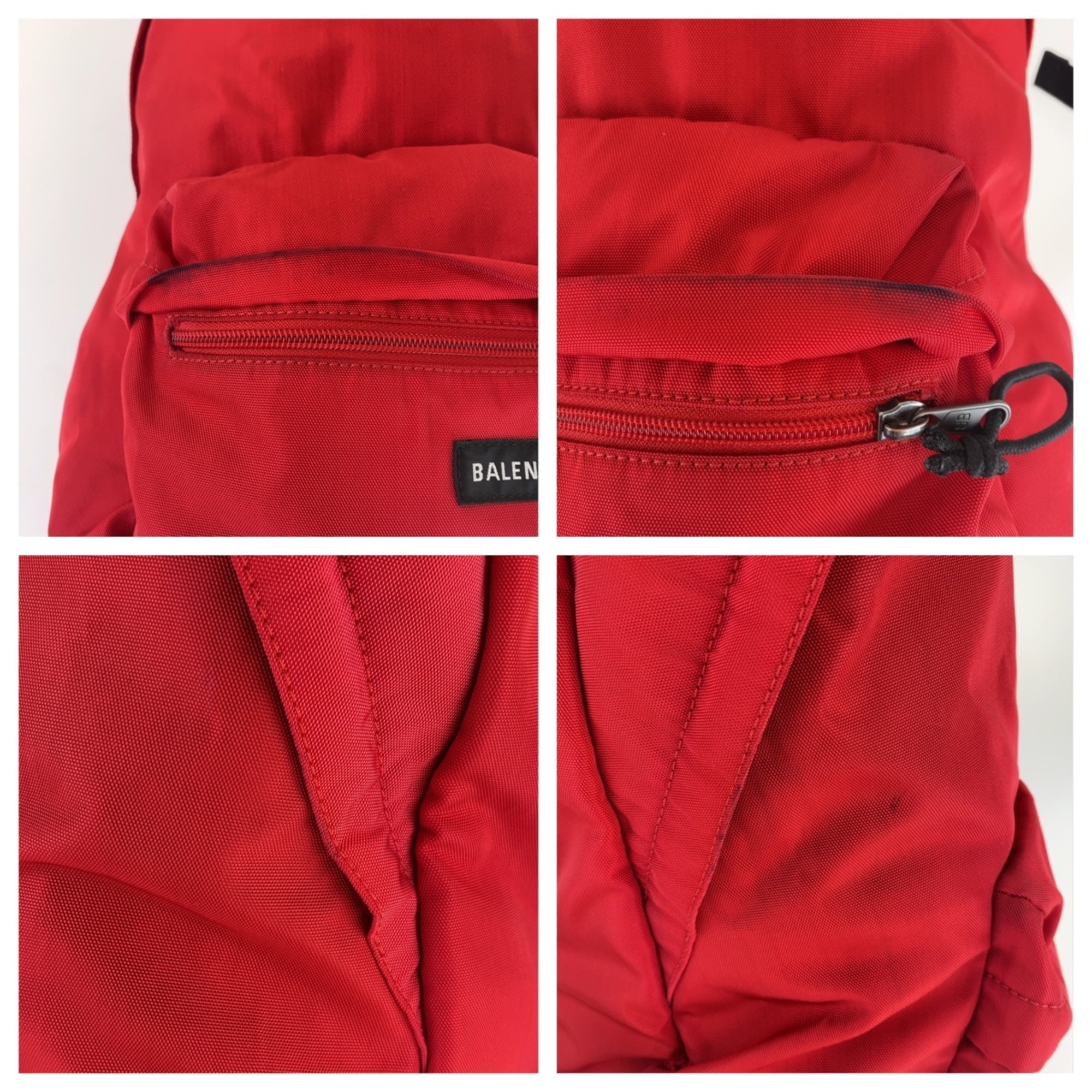 Balenciaga Black Red Color Nylon Backpack (Pre-Owned)
