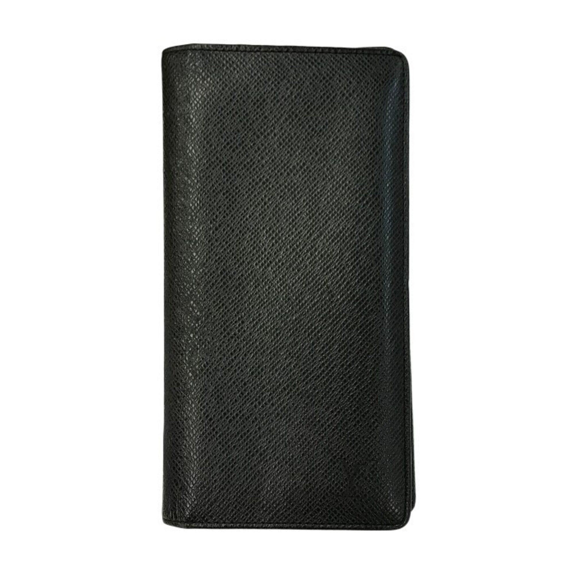 Louis Vuitton Taiga Black Leather Long Wallet (Bi-Fold) (Pre-Owned)