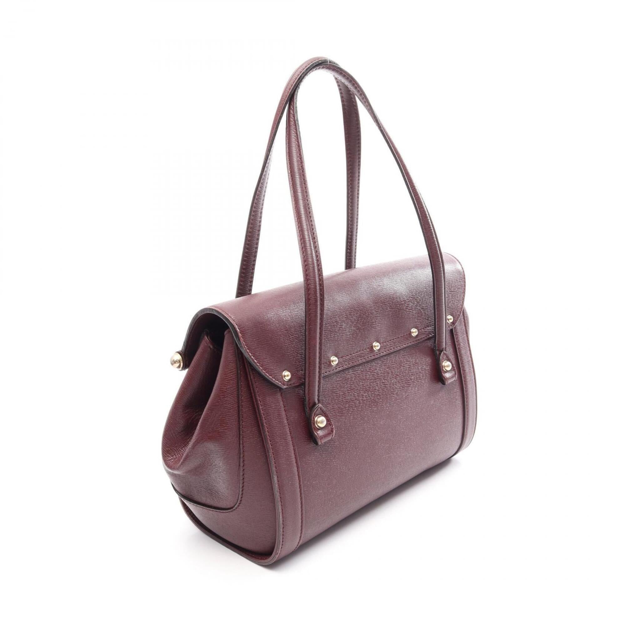 Gucci Bordeaux Leather Handbag Shoulder Bag (Pre-Owned)