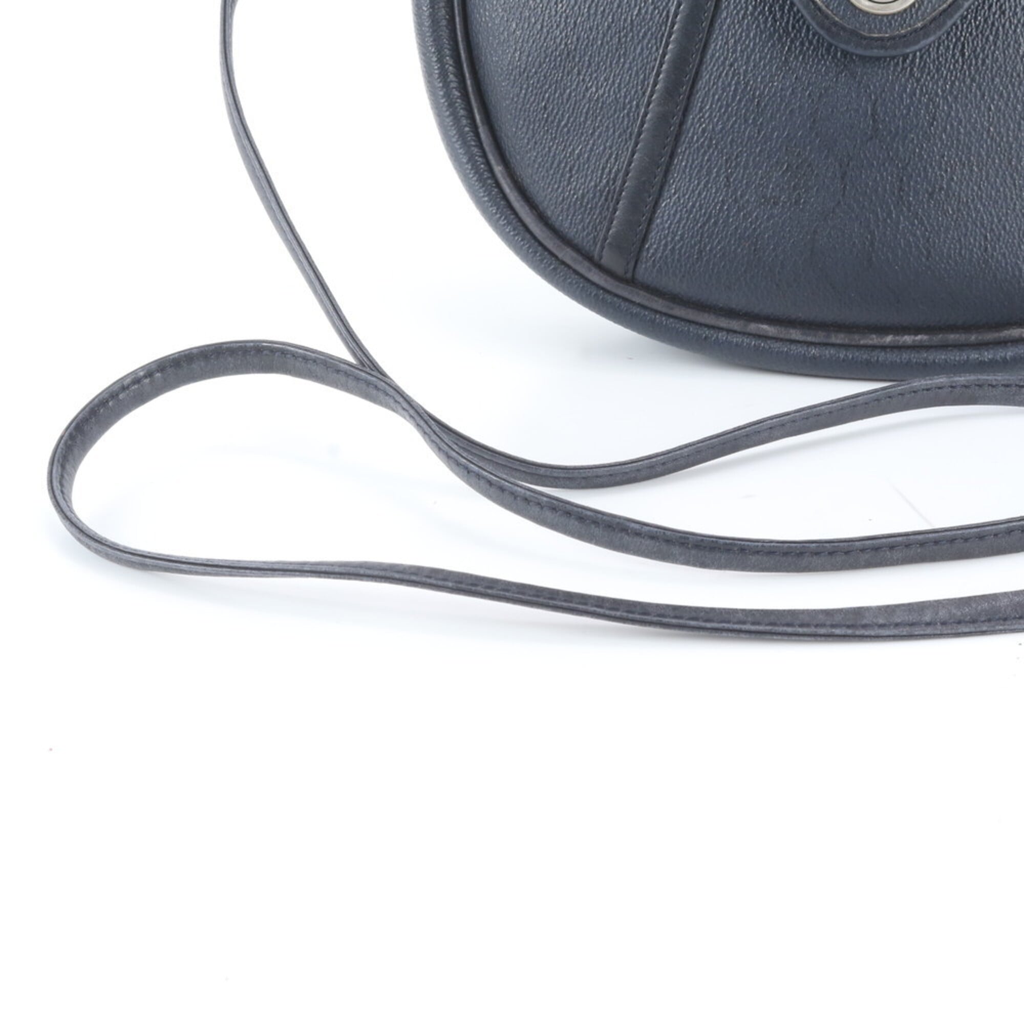 Christian Dior Navy Leather Handbag Shoulder Bag Tote Bag (Pre-Owned)