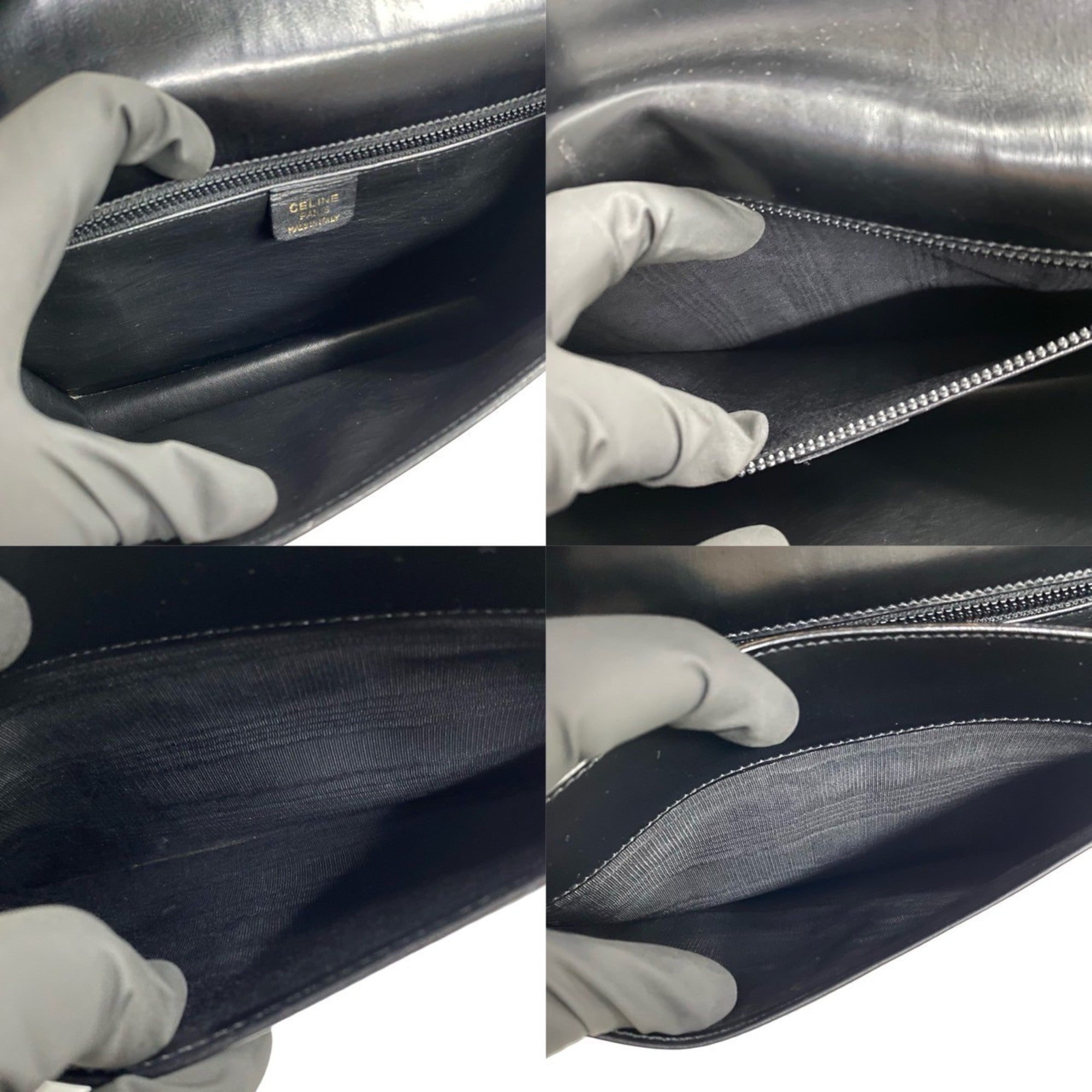 Celine Black Leather Pochette Shoulder Bag (Pre-Owned)