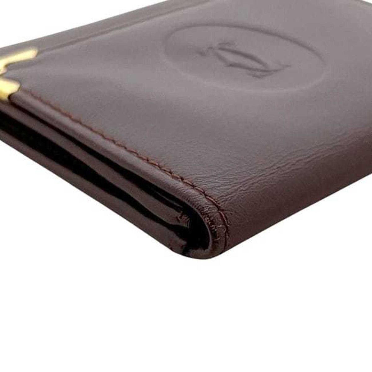 Cartier Must Bordeaux Leather Coin Purse/Coin Case (Pre-Owned)