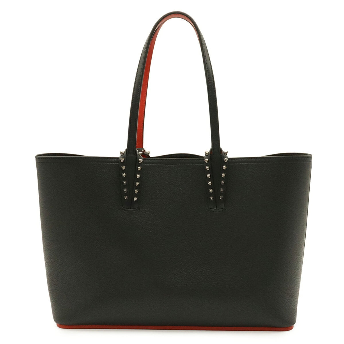 Christian Louboutin Black Red Color Leather Rubber Handbag Pouch Shoulder Bag Tote Bag (Pre-Owned)
