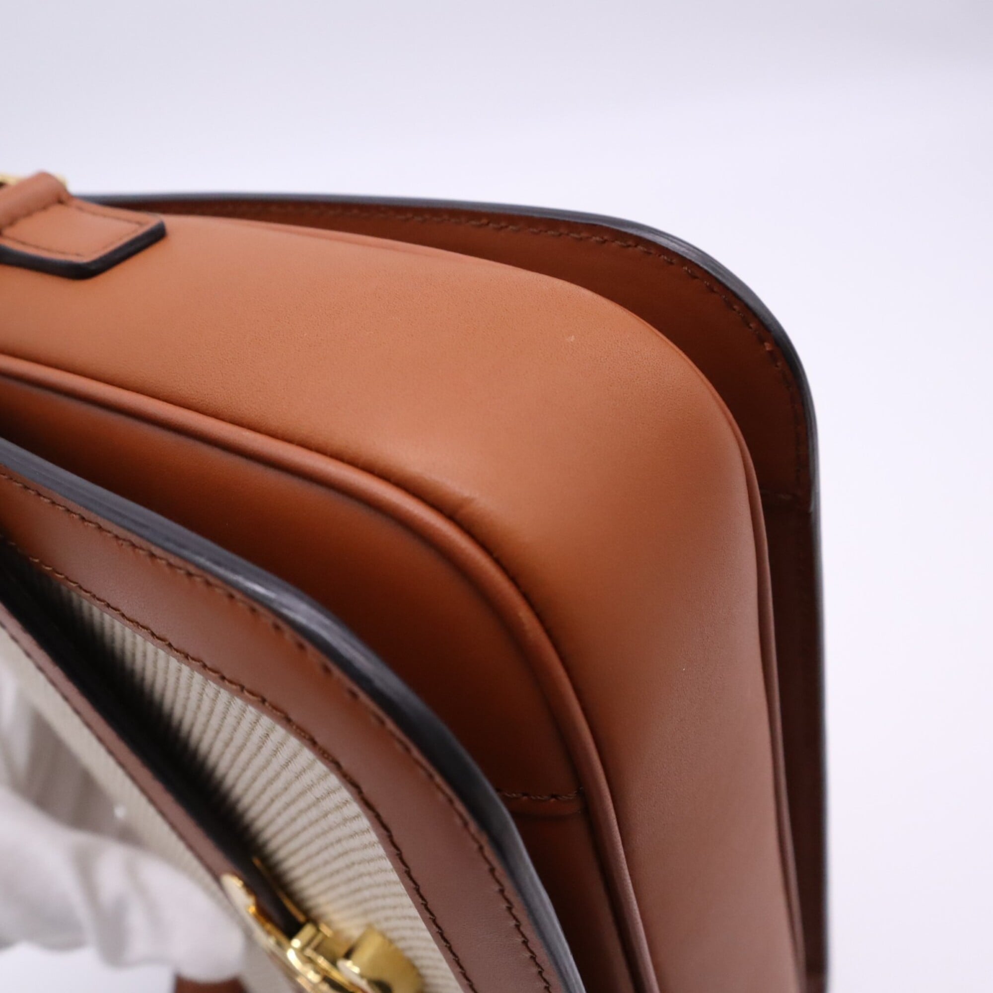 Celine Beige Brown Canvas Leather Shoulder Bag (Pre-Owned)