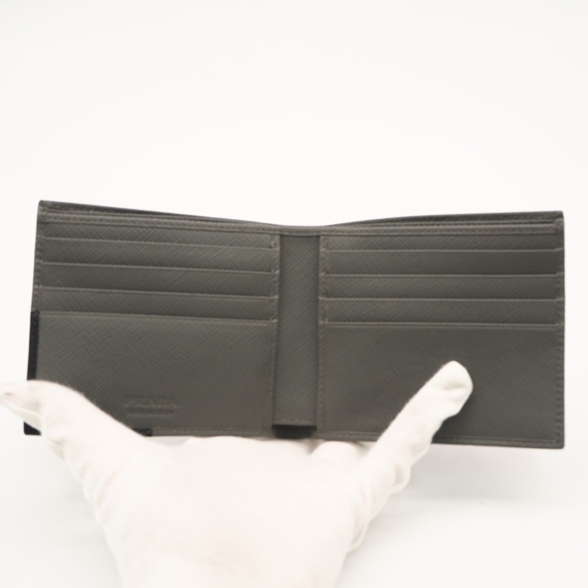 Prada Saffiano Gray Navy Saffiano Wallet (Bi-Fold) (Pre-Owned)