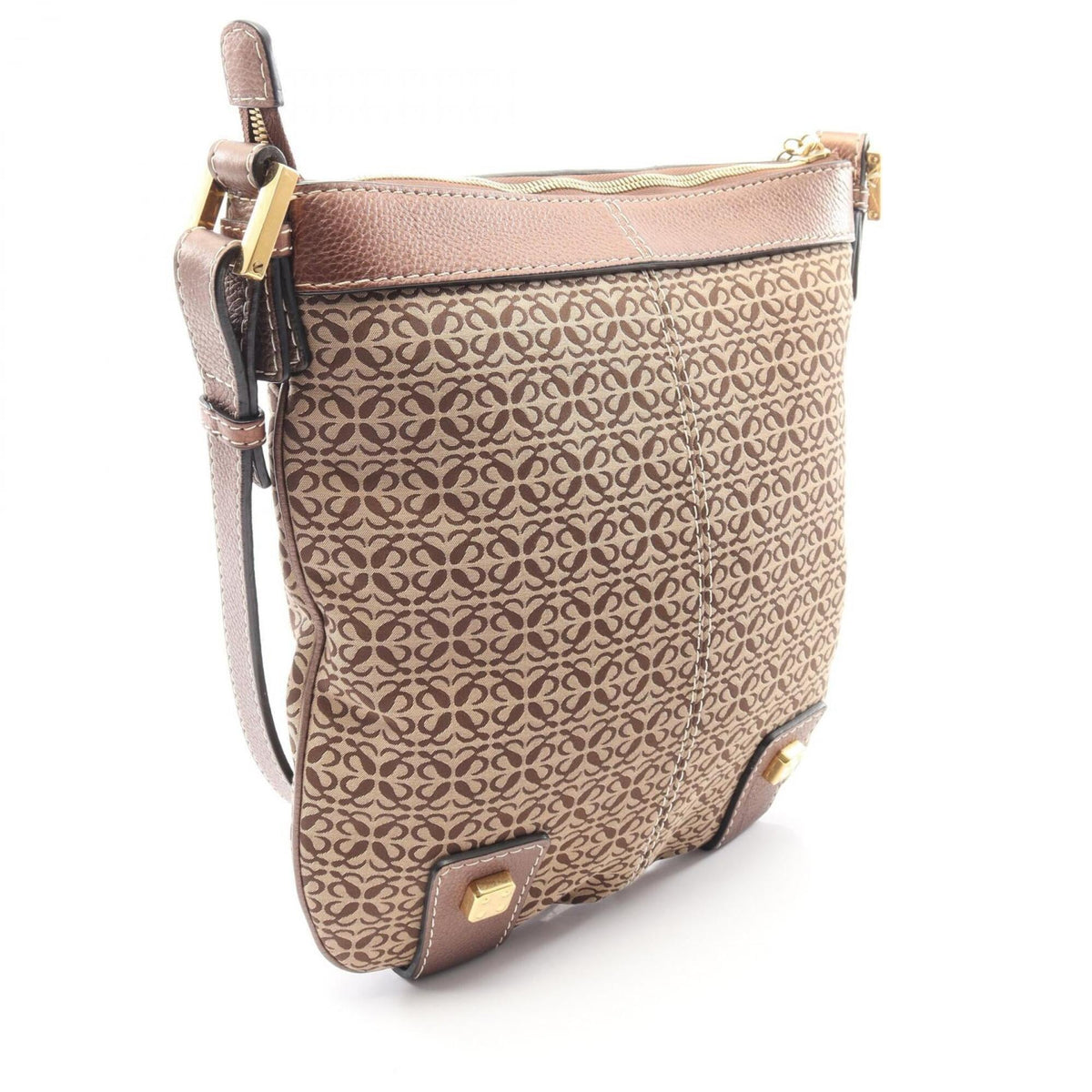 Loewe Beige Brown Canvas Leather Handbag Shoulder Bag (Pre-Owned)