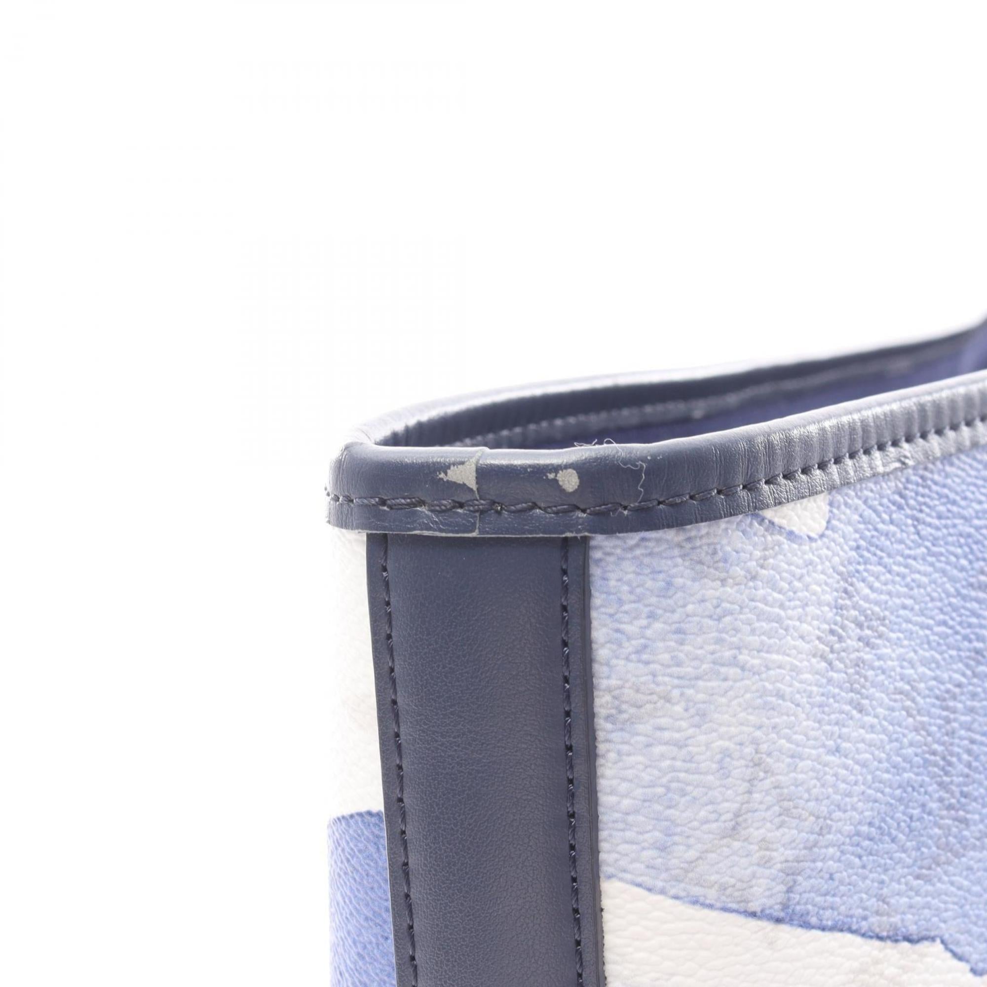 Louis Vuitton Blue White Coated Canvas Leather Handbag Tote Bag (Pre-Owned)