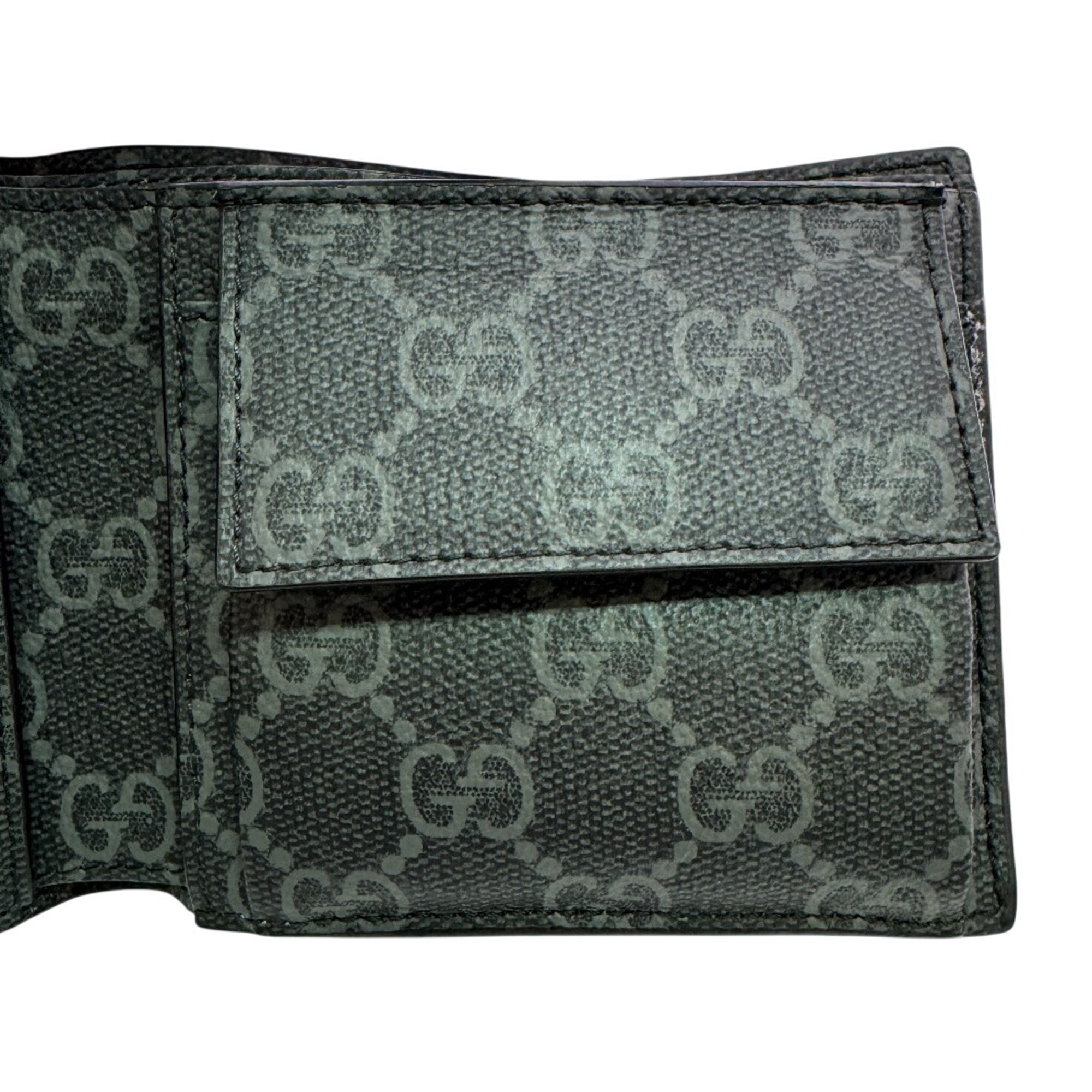 Gucci Black Gray Leather Pvc Wallet (Bi-Fold) (Pre-Owned)