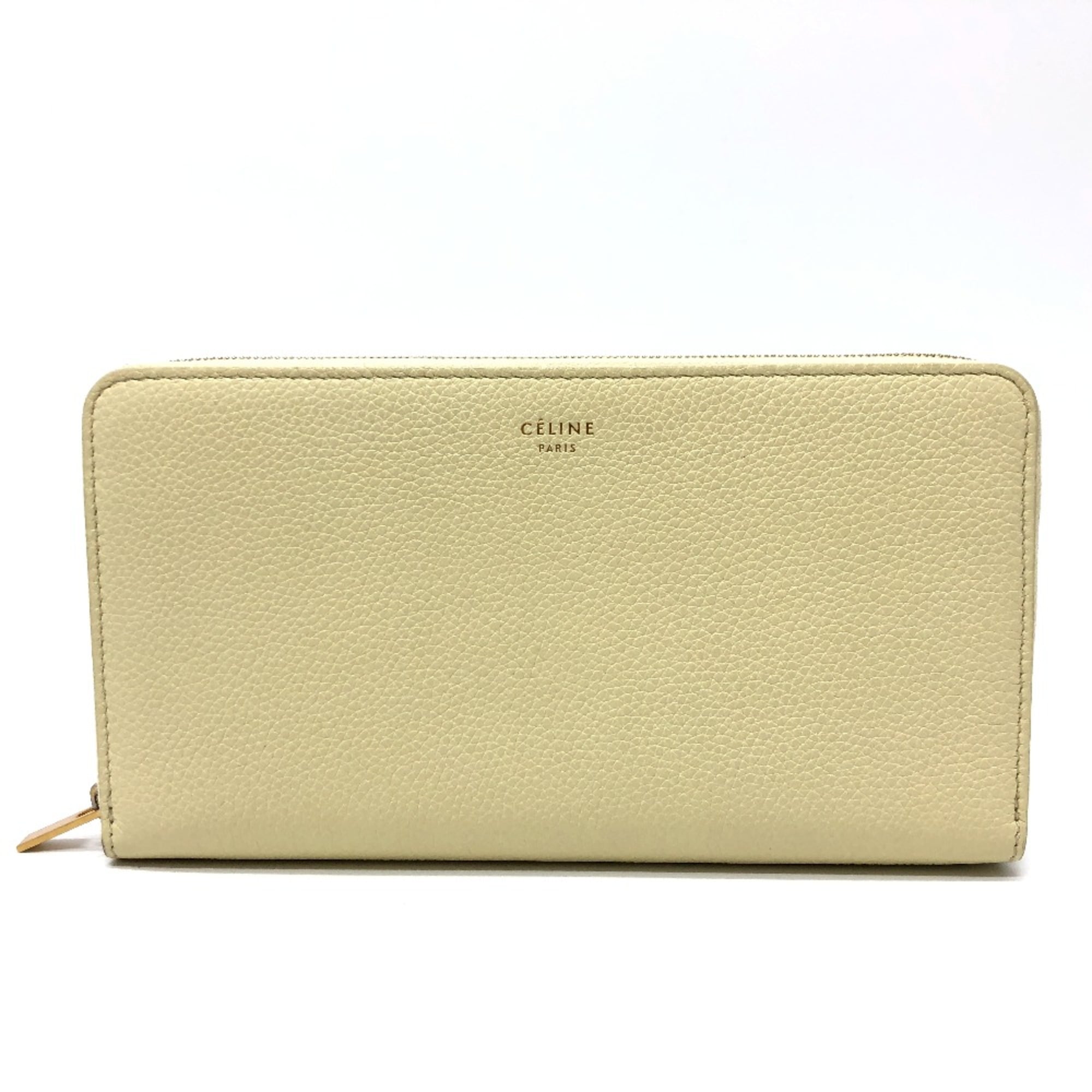 Celine Beige Leather Long Wallet (Bi-Fold) (Pre-Owned)