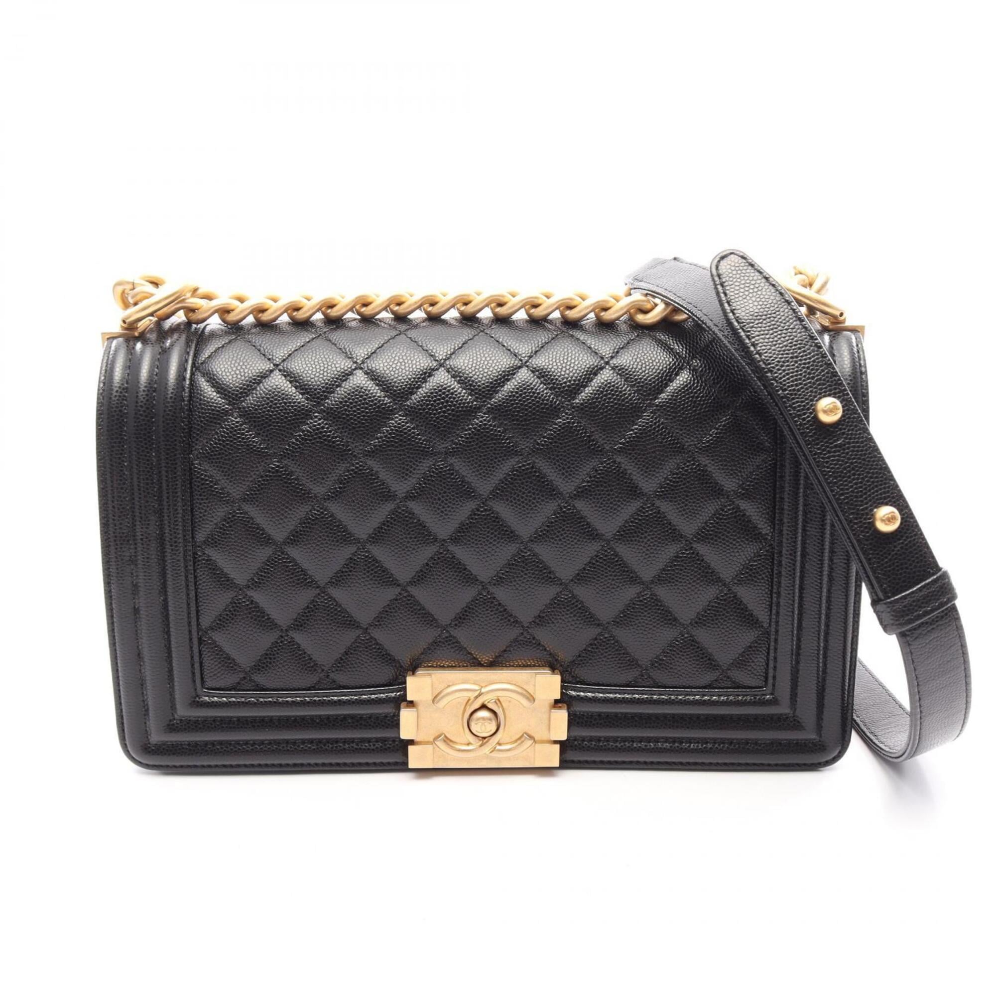 Chanel Black Grained Calfskin Handbag Shoulder Bag (Pre-Owned)