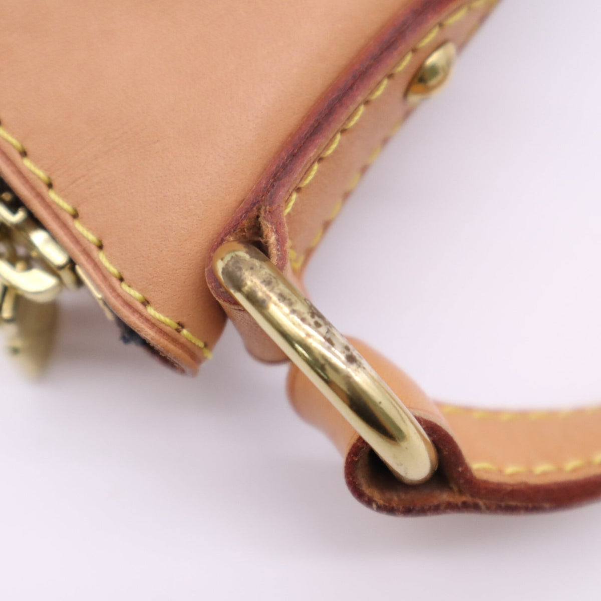 Louis Vuitton Beige Brown Coated Canvas Leather Shoulder Bag (Pre-Owned)
