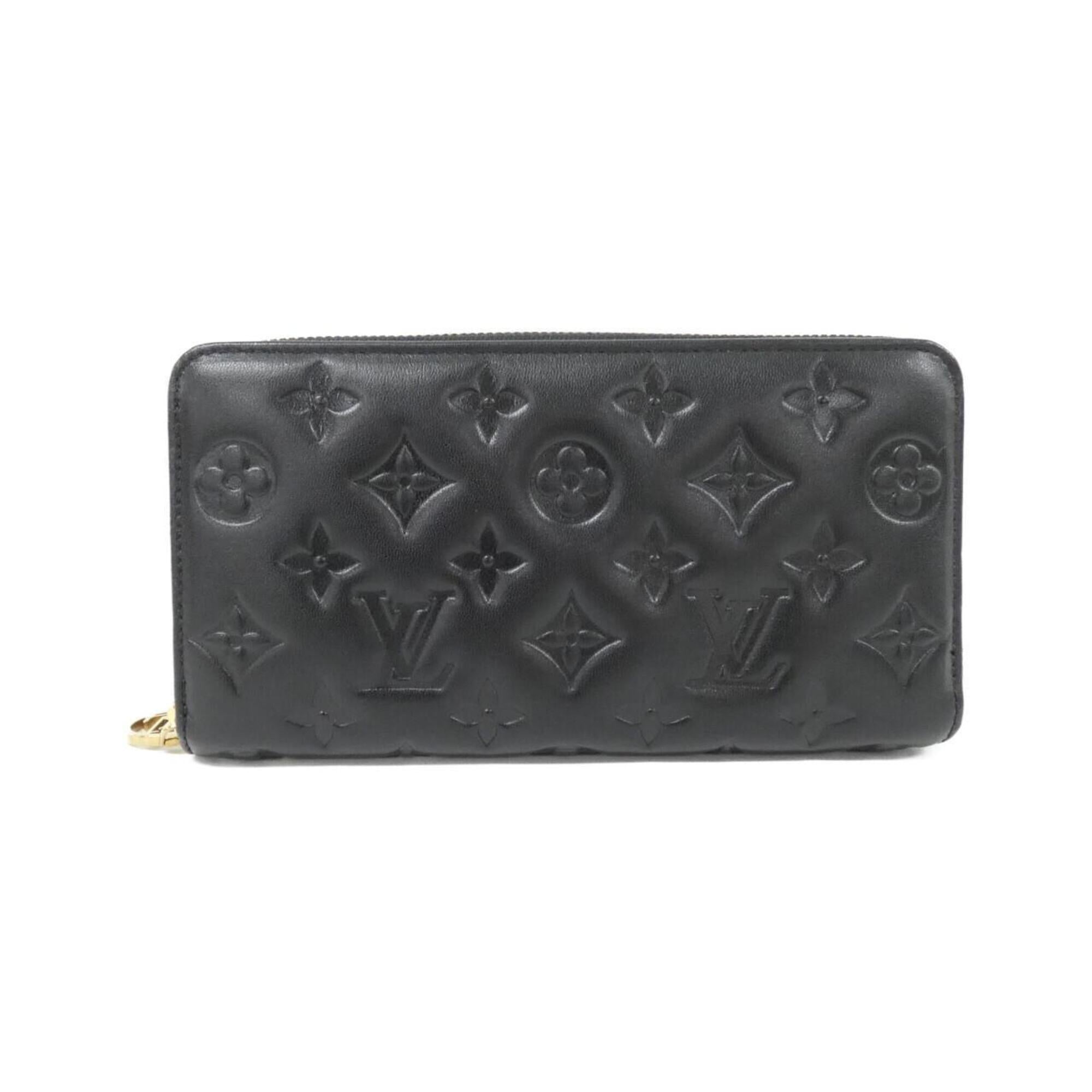 Louis Vuitton Black Leather Long Wallet (Bi-Fold) (Pre-Owned)