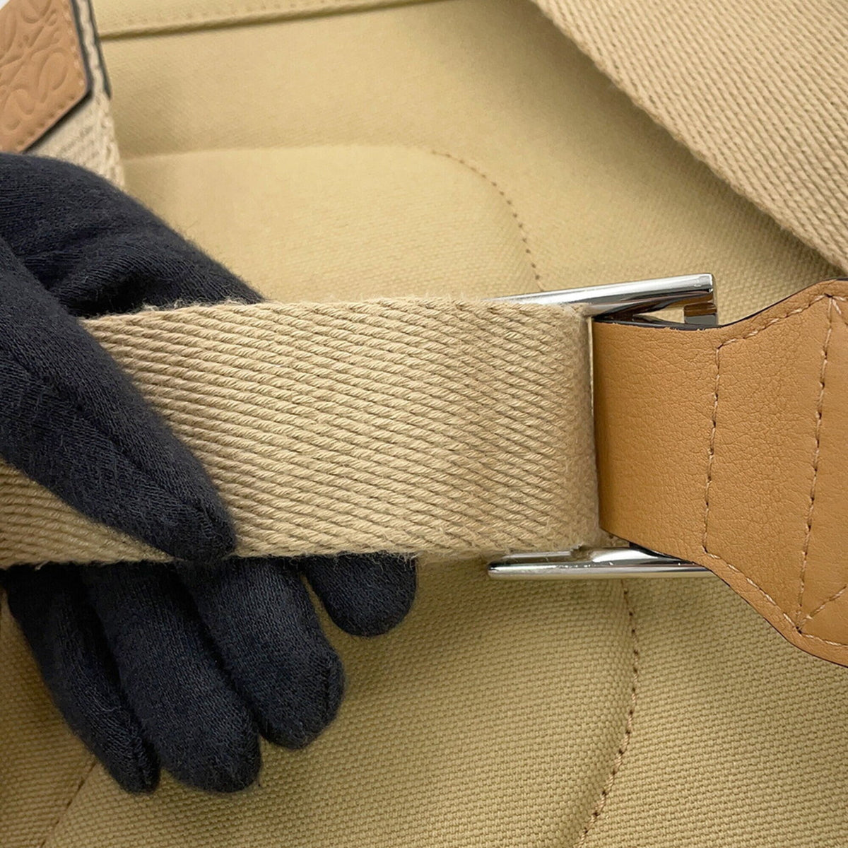 Loewe Beige Canvas Leather Backpack Handbag (Pre-Owned)
