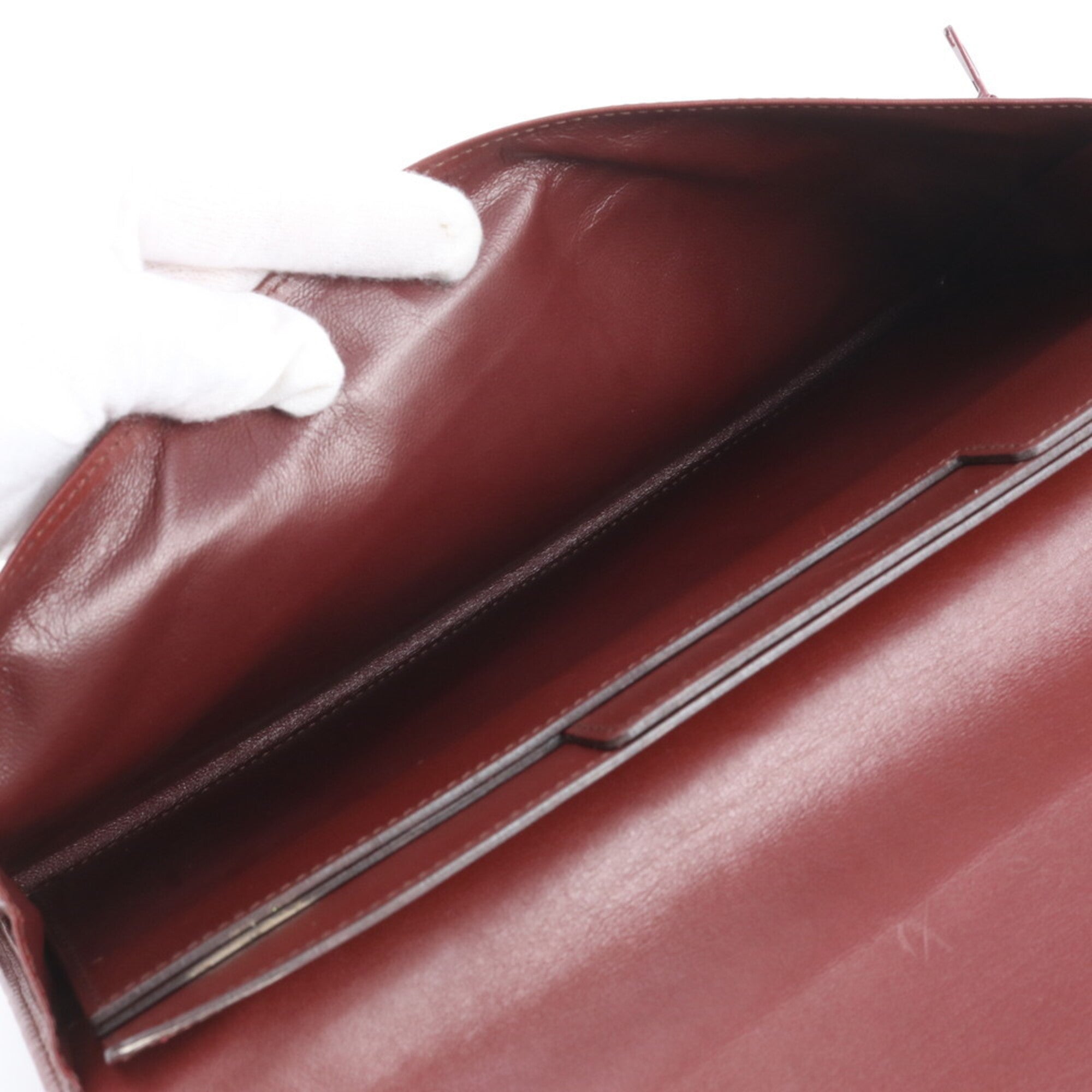 Cartier Bordeaux Leather Clutch Bag Handbag Pouch (Pre-Owned)