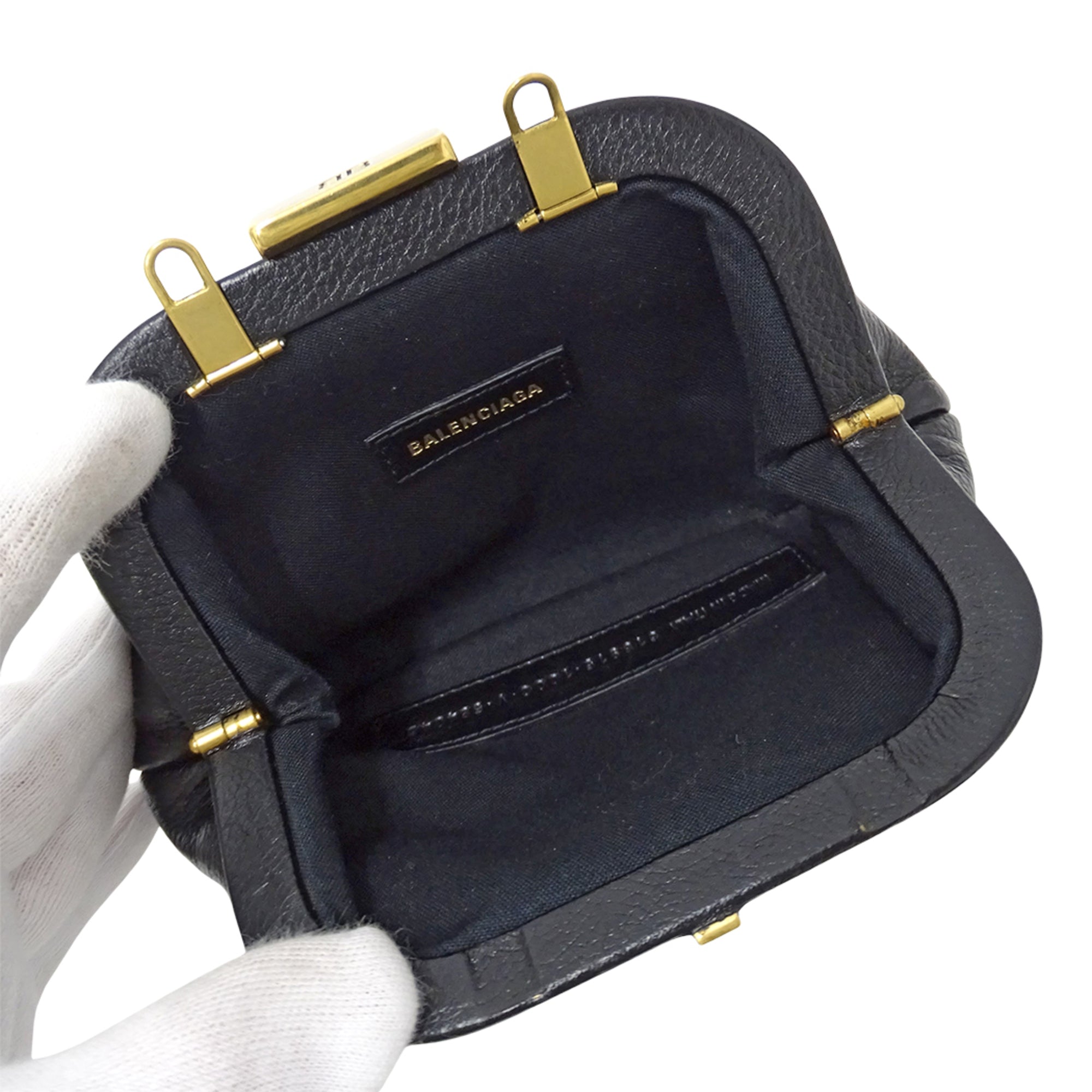 Balenciaga Black Leather Chain/Shoulder Wallet (Pre-Owned)