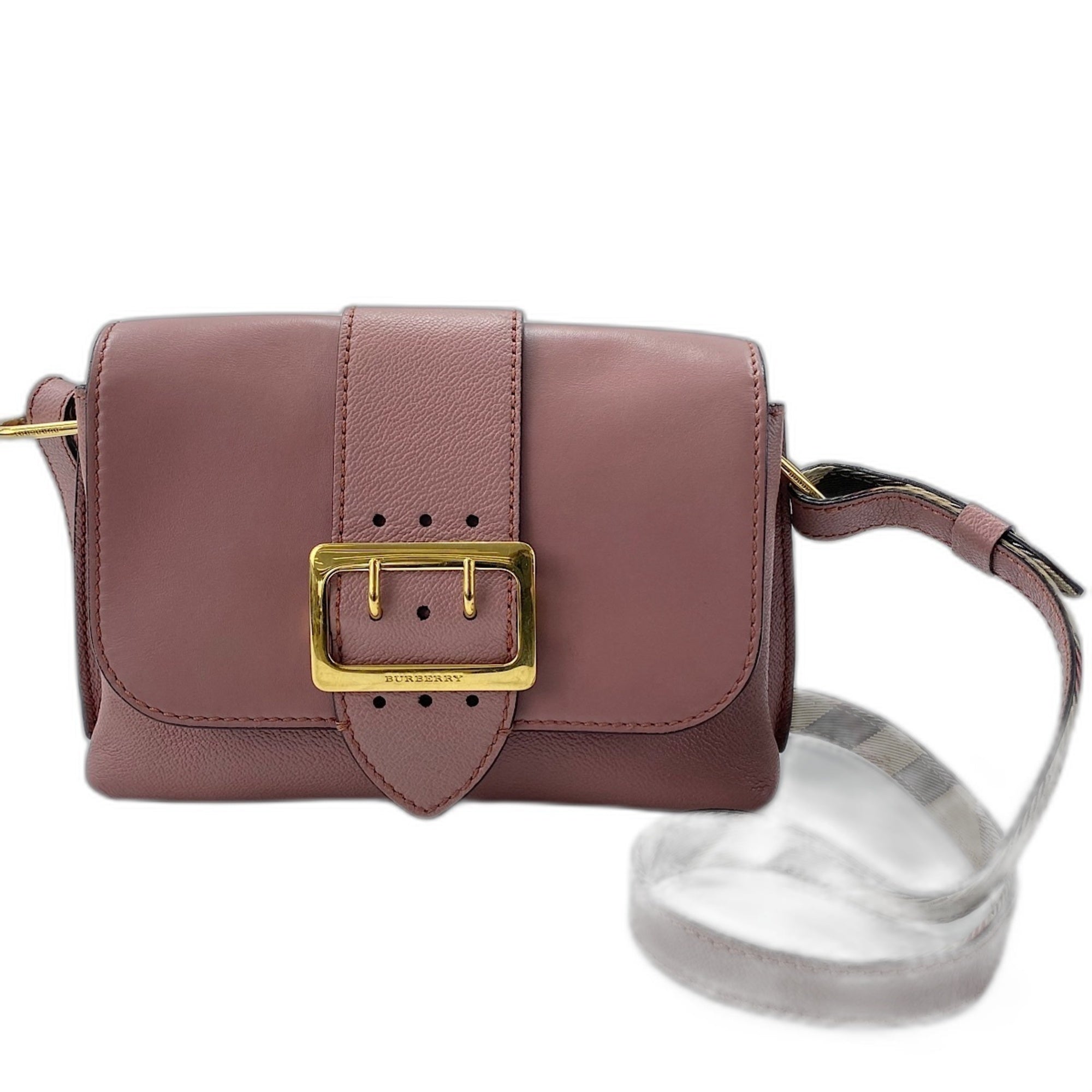 Burberry Pink Leather Shoulder Bag (Pre-Owned)