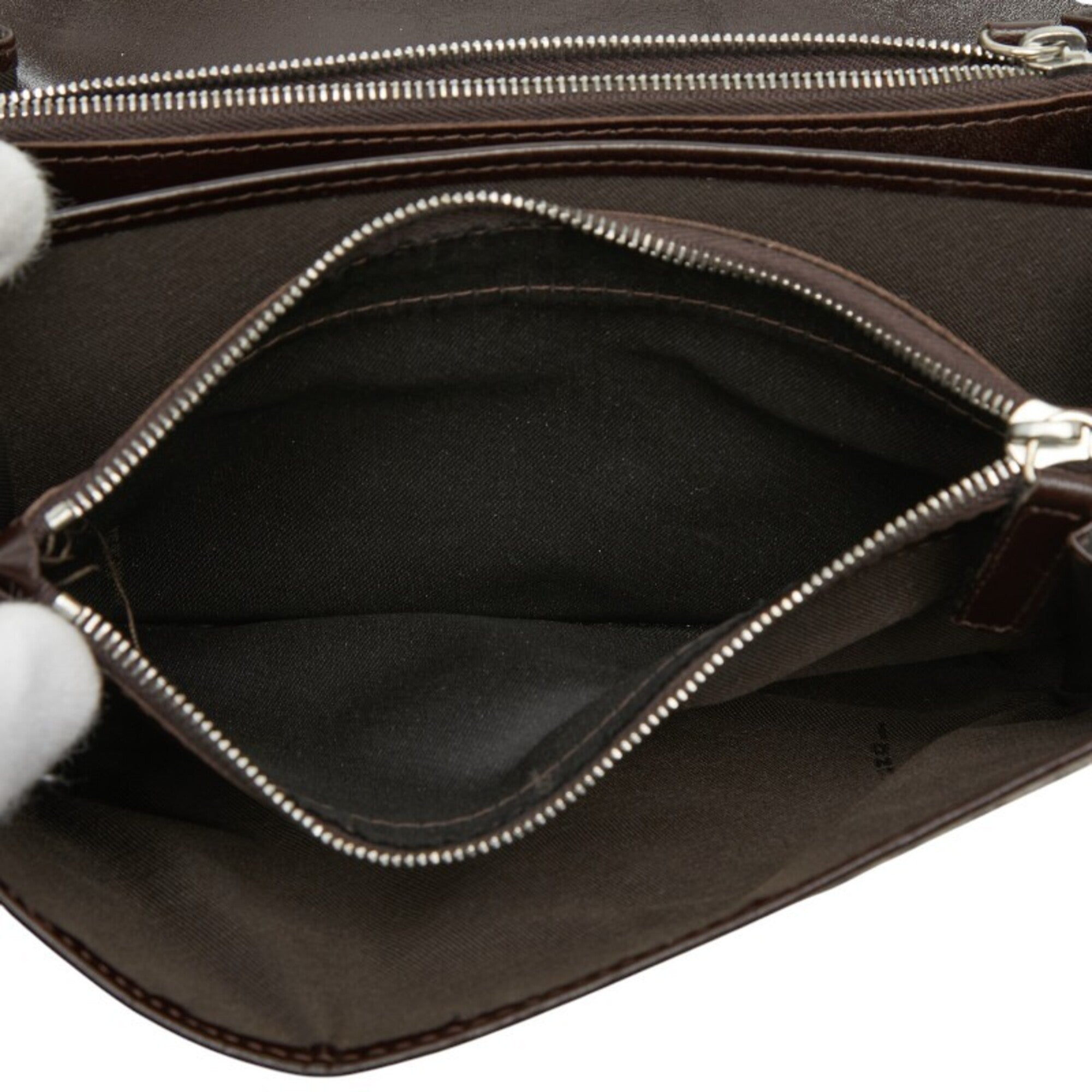 Fendi Black Brown Canvas Leather Long Wallet (Bi-Fold) (Pre-Owned)