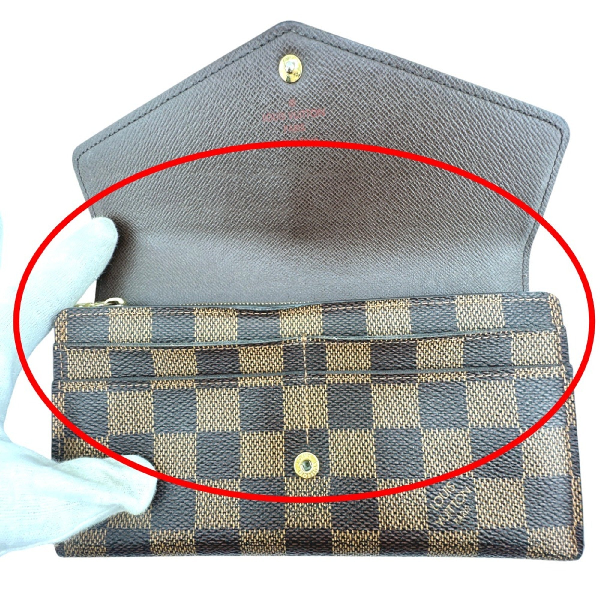 Louis Vuitton Brown Damier Canvas Long Wallet (Tri-Fold) (Pre-Owned)