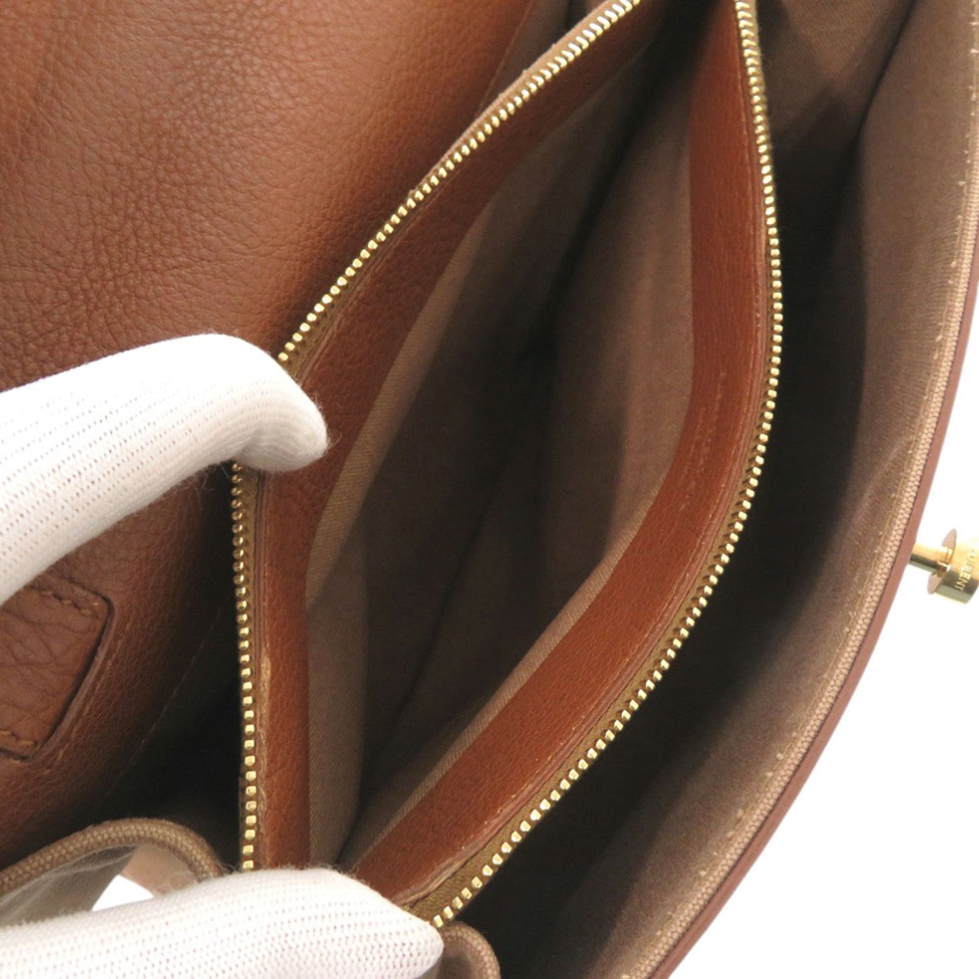 Yves Saint Laurent Brown Leather Canvas Handbag Shoulder Bag (Pre-Owned)