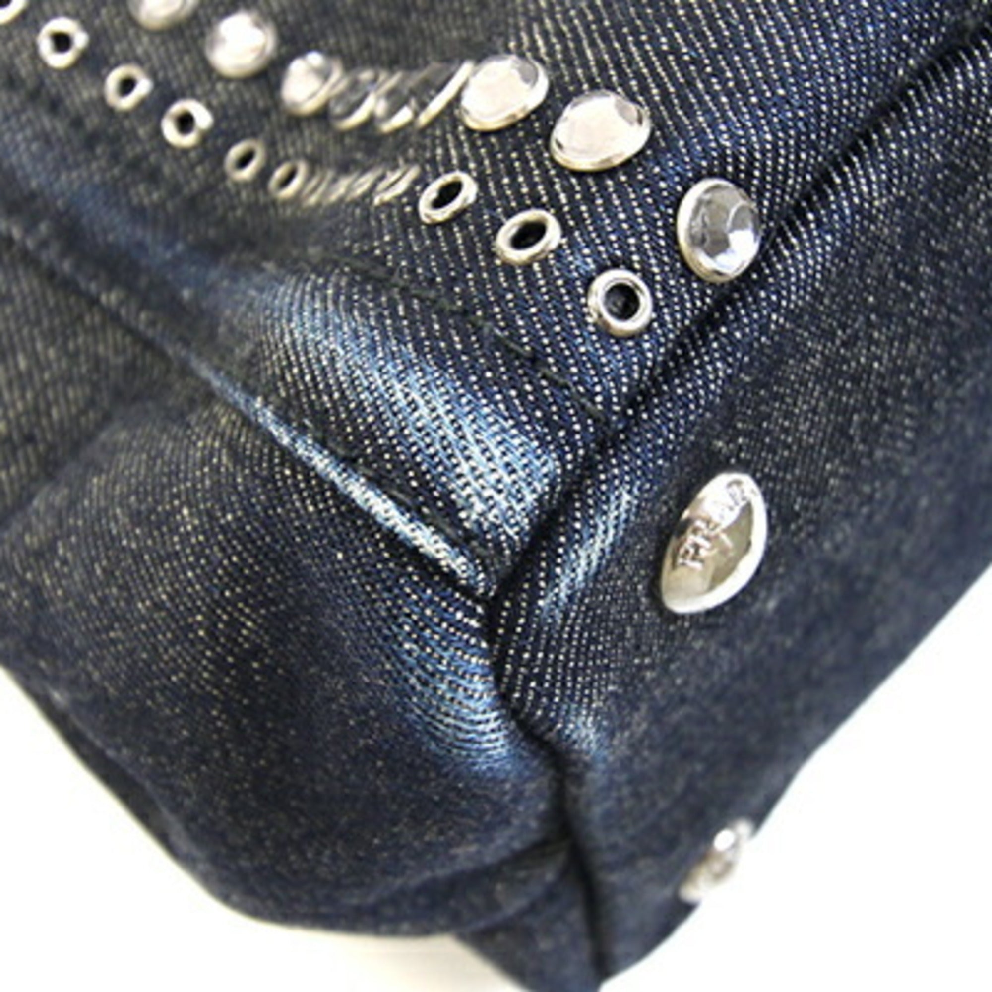 Prada Navy Denim Handbag Shoulder Bag (Pre-Owned)