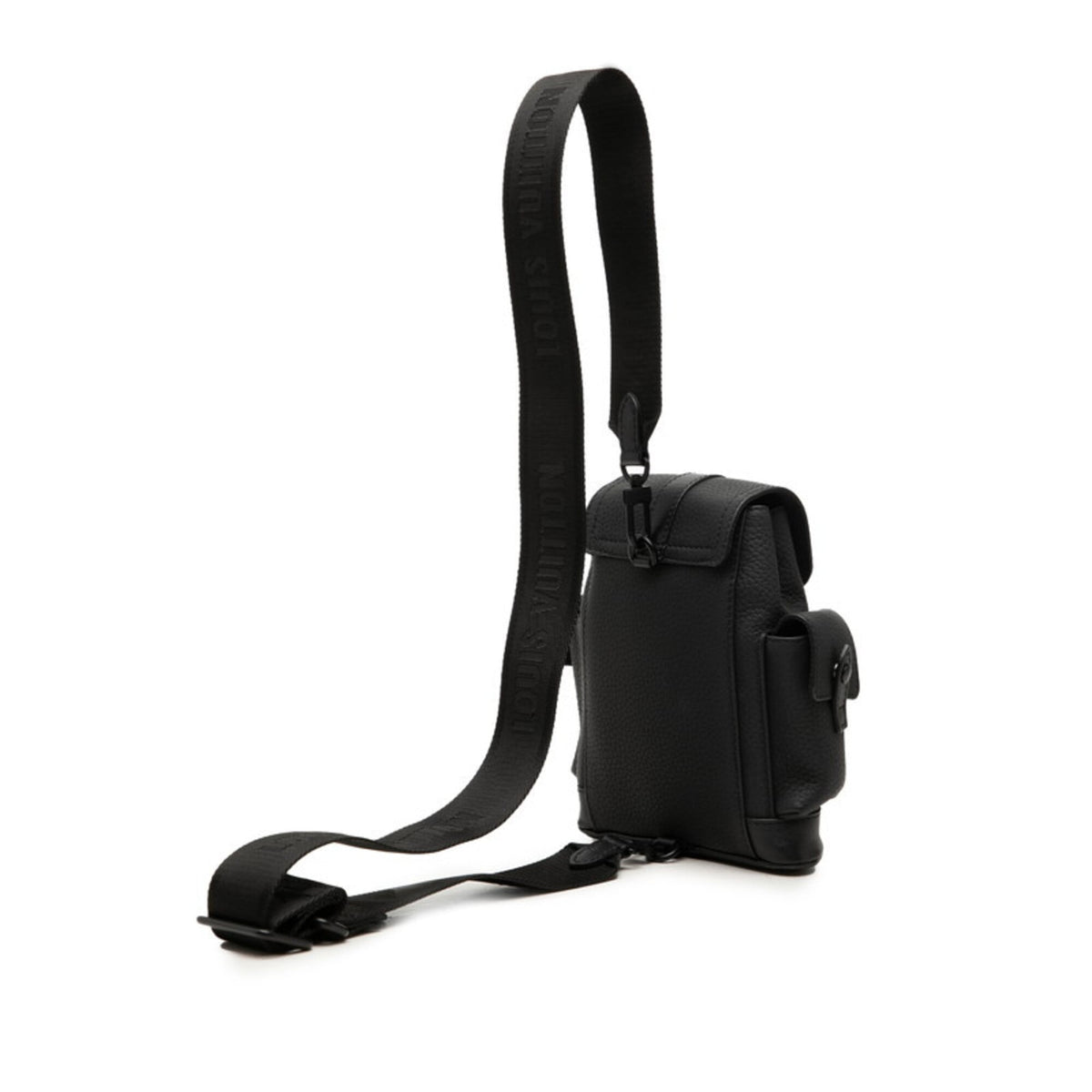 Louis Vuitton Black Leather Shoulder Bag Sling Bag (Pre-Owned)