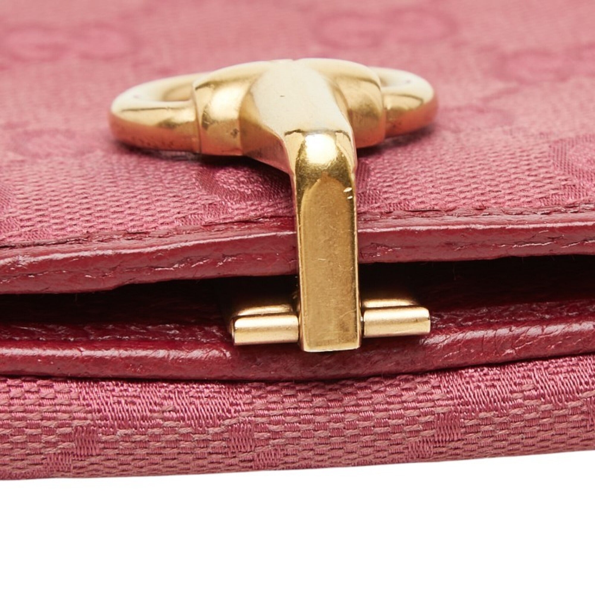 Gucci Pink Red Color Canvas Leather Long Wallet (Bi-Fold) (Pre-Owned)