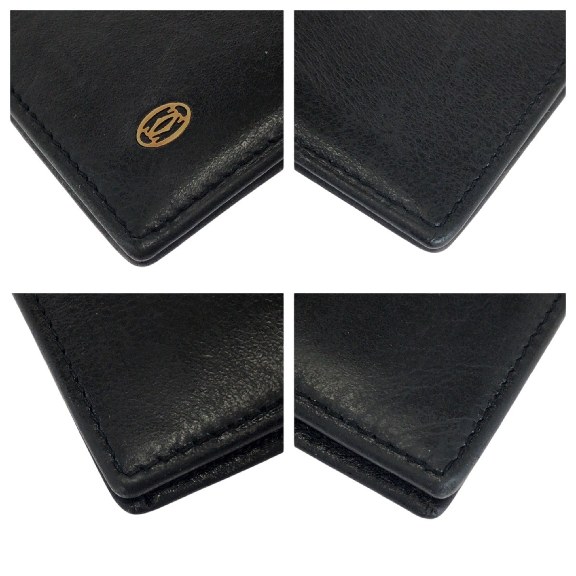 Cartier Black Leather Long Wallet (Bi-Fold) (Pre-Owned)