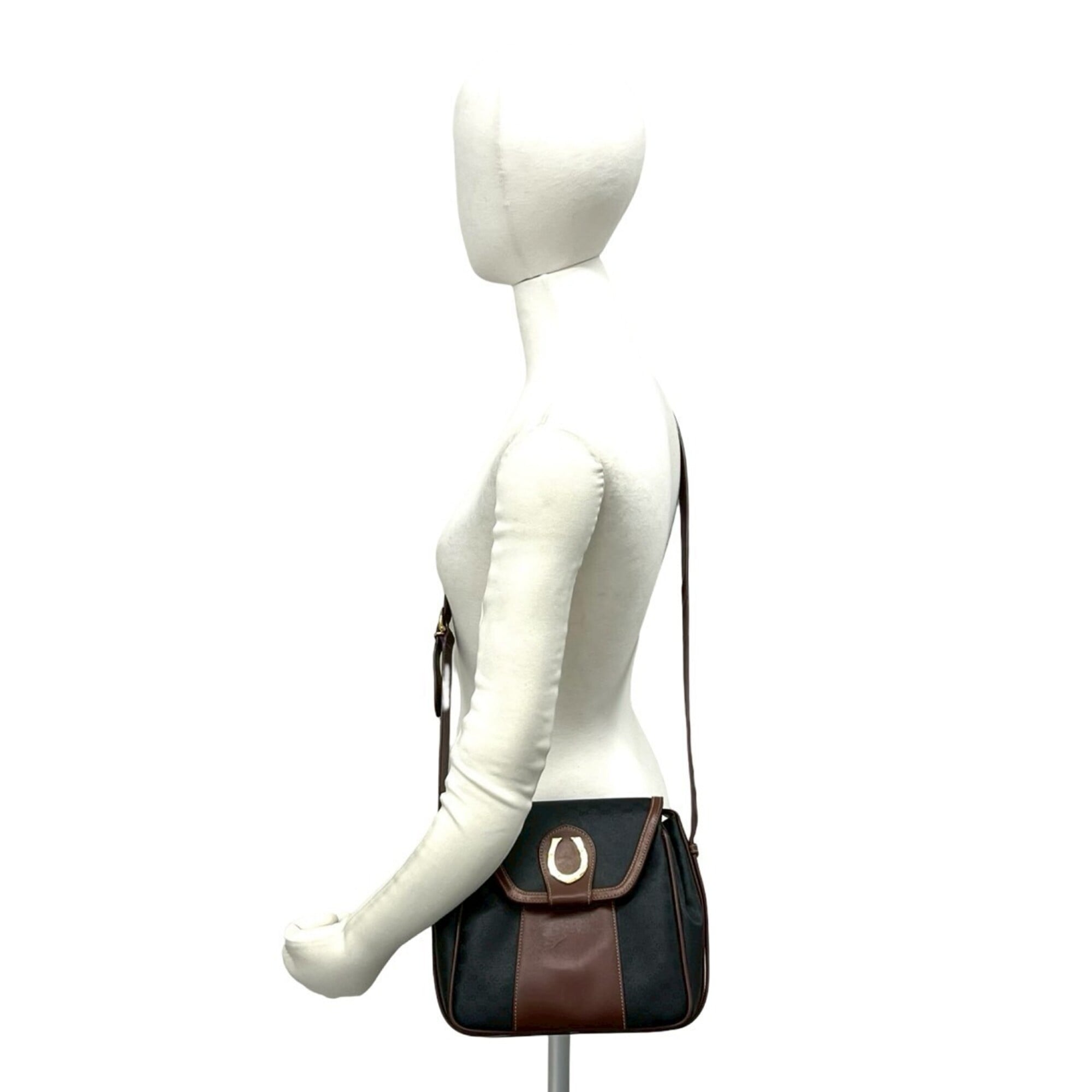 Gucci Black Brown Leather Pvc Shoulder Bag (Pre-Owned)