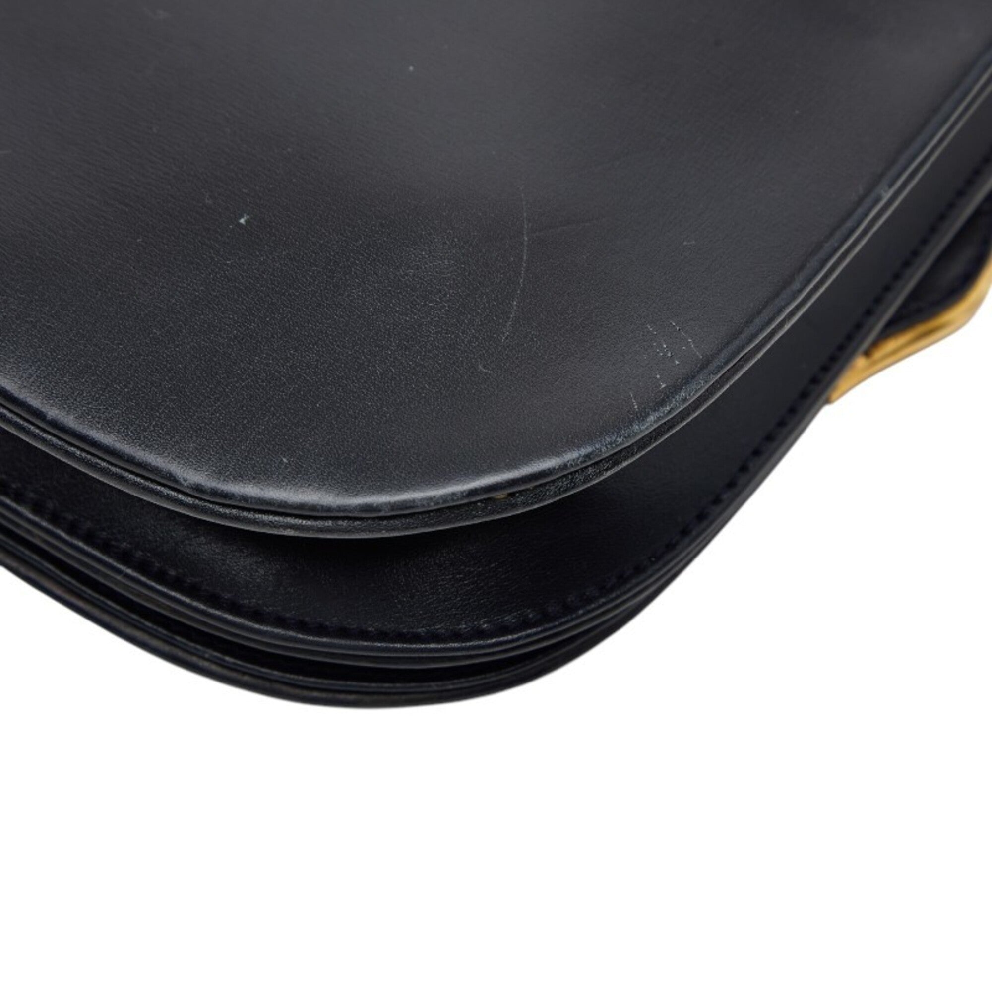 Cartier Sapphire Line Black Leather Shoulder Bag (Pre-Owned)