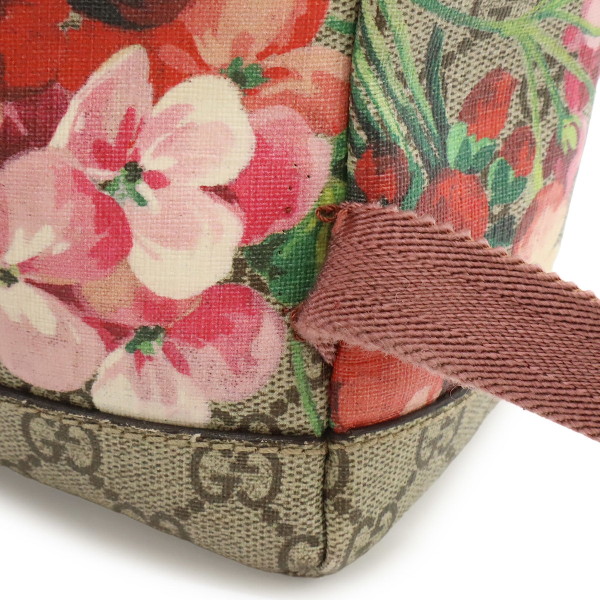 Gucci Gg Blooms Beige Pink Multi-Color Gg Supreme Suede Backpack (Pre-Owned)