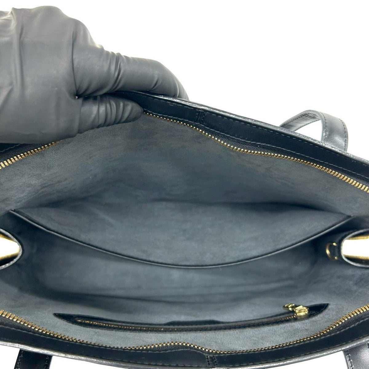 Louis Vuitton Black Leather Shoulder Bag Tote Bag (Pre-Owned)
