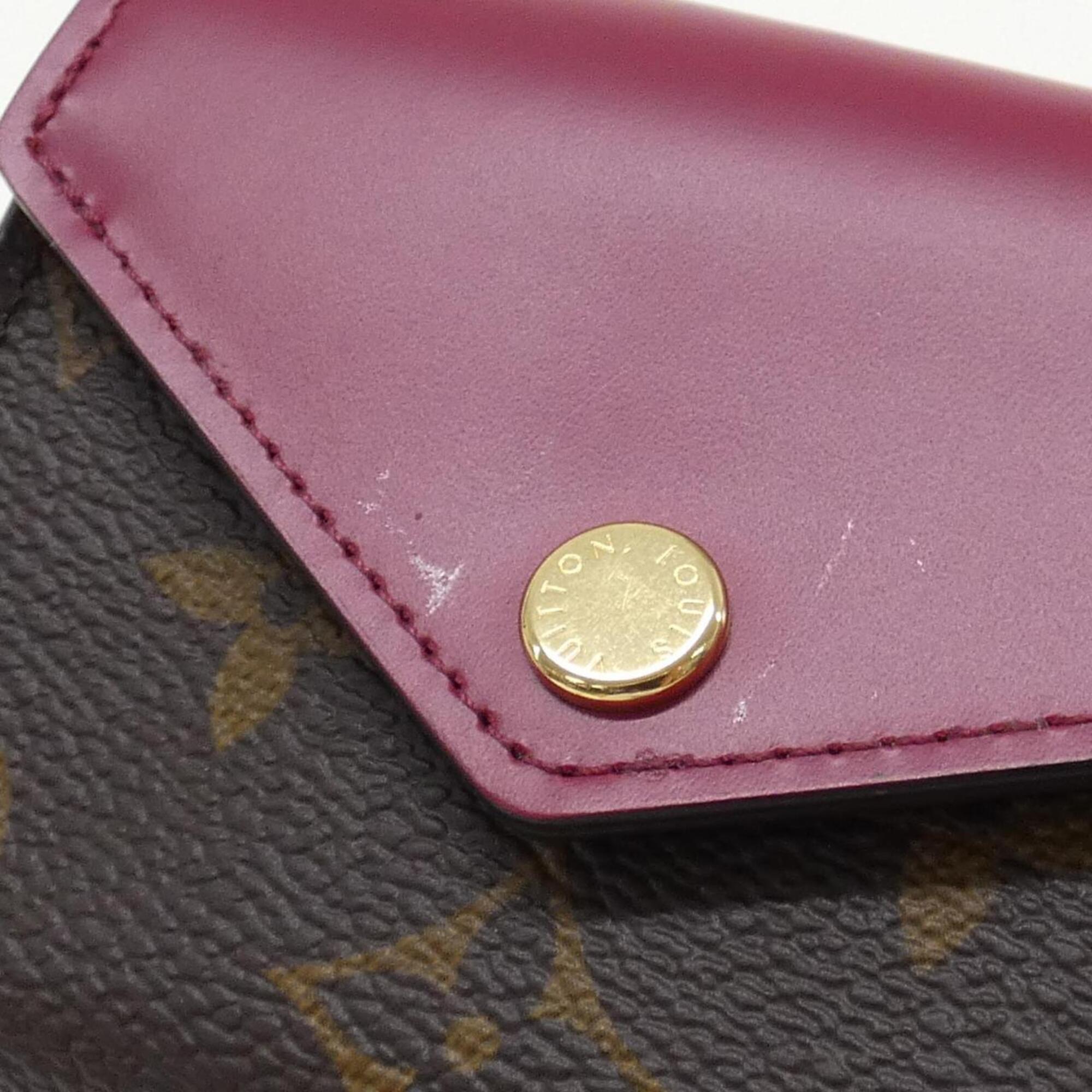 Louis Vuitton Fuchsia Marron Coated Canvas Leather Wallet (Tri-Fold) (Pre-Owned)