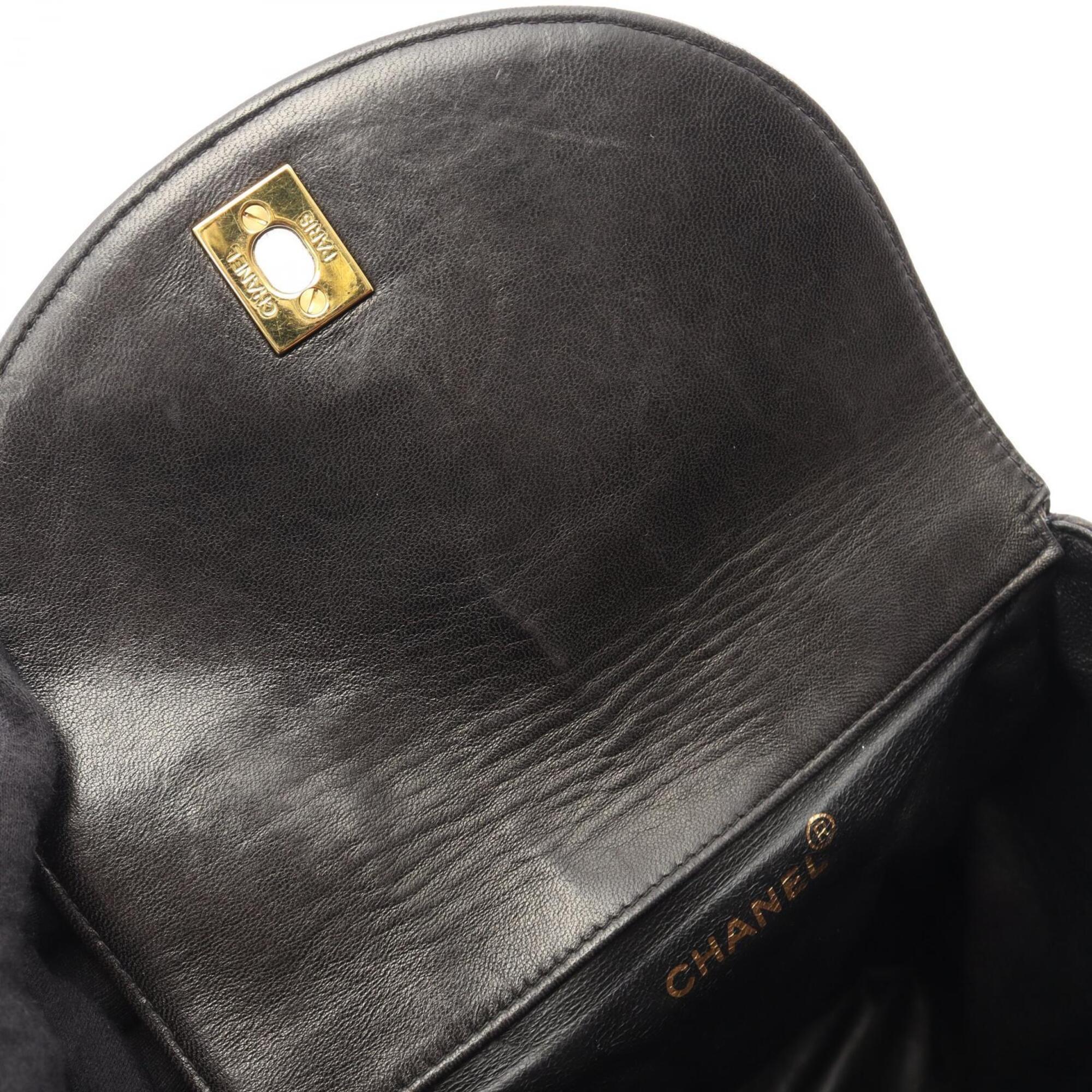Chanel Matelasse Black Leather Backpack Handbag (Pre-Owned)