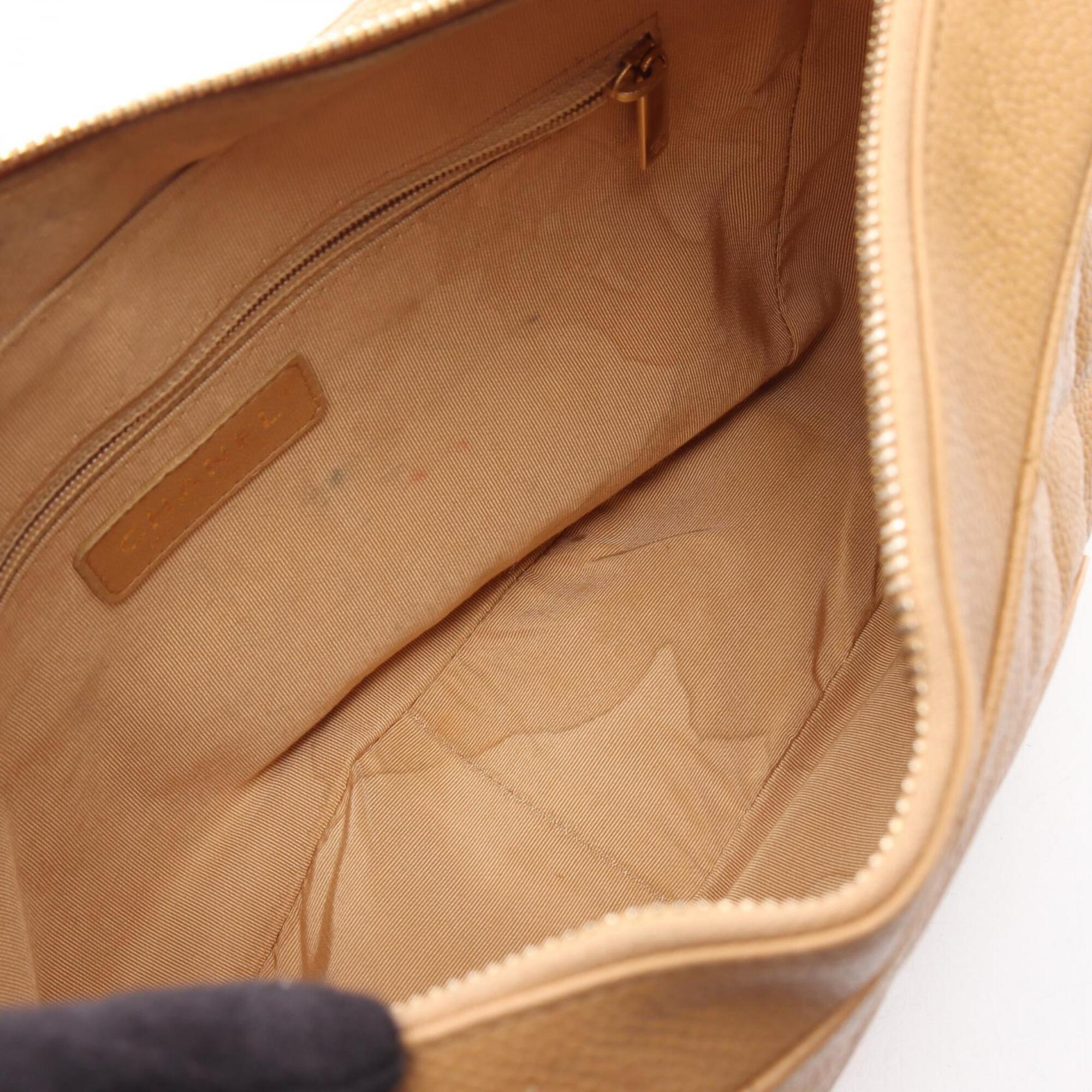 Chanel Beige Leather Handbag Shoulder Bag (Pre-Owned)
