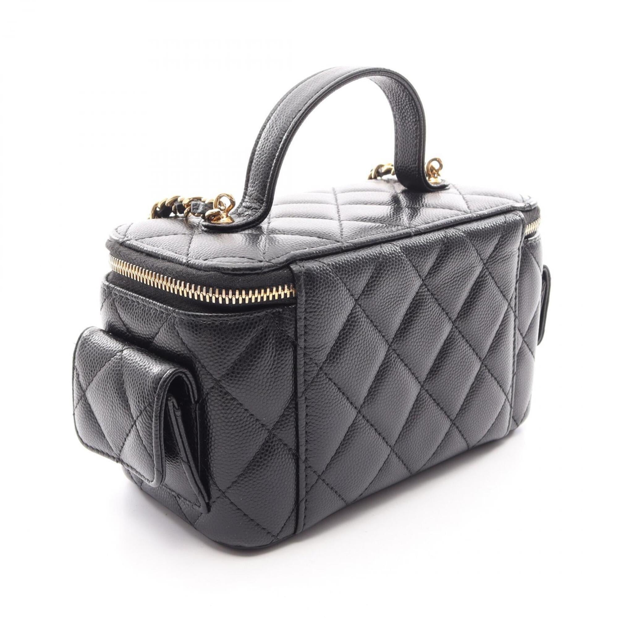 Chanel Black Grained Calfskin Handbag Shoulder Bag Vanity Bag (Pre-Owned)
