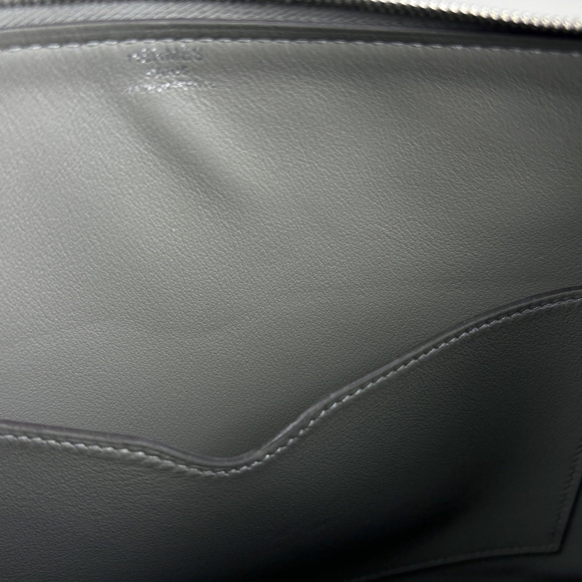 Hermes Gray Evercalf Leather Clutch Bag (Pre-Owned)