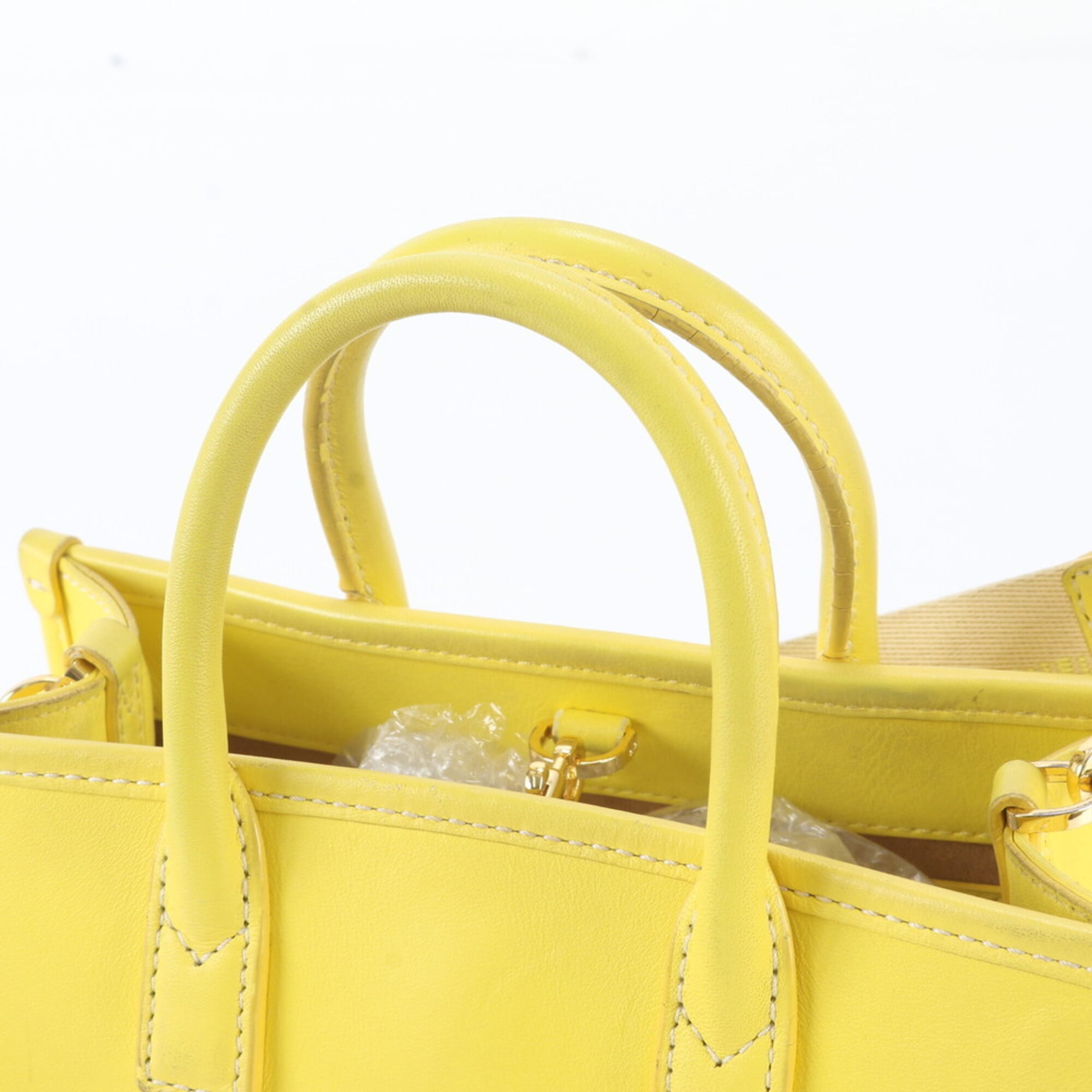 Mcm Yellow Leather Handbag Shoulder Bag Tote Bag (Pre-Owned)